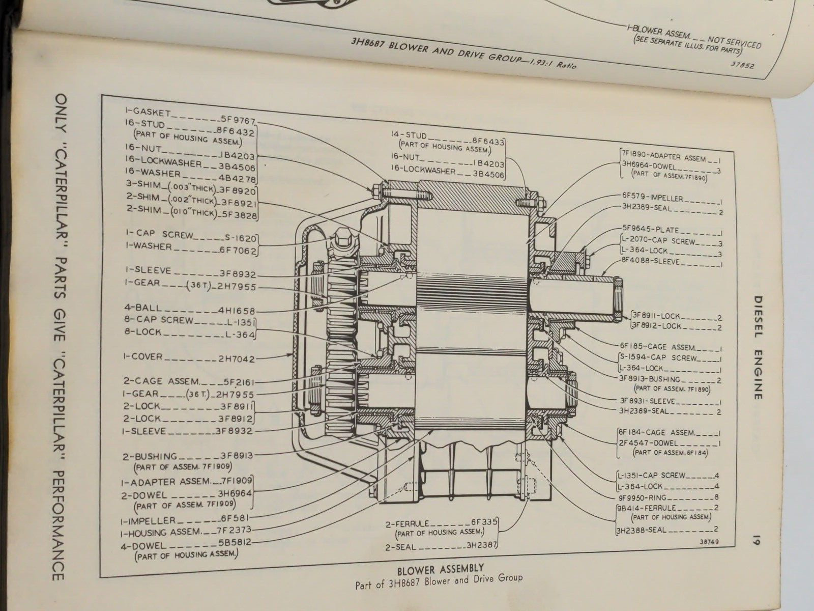 CAT Caterpillar DW21 TRACTOR Parts Catalog Book Manual S/N: 8W1061 – 8W1720