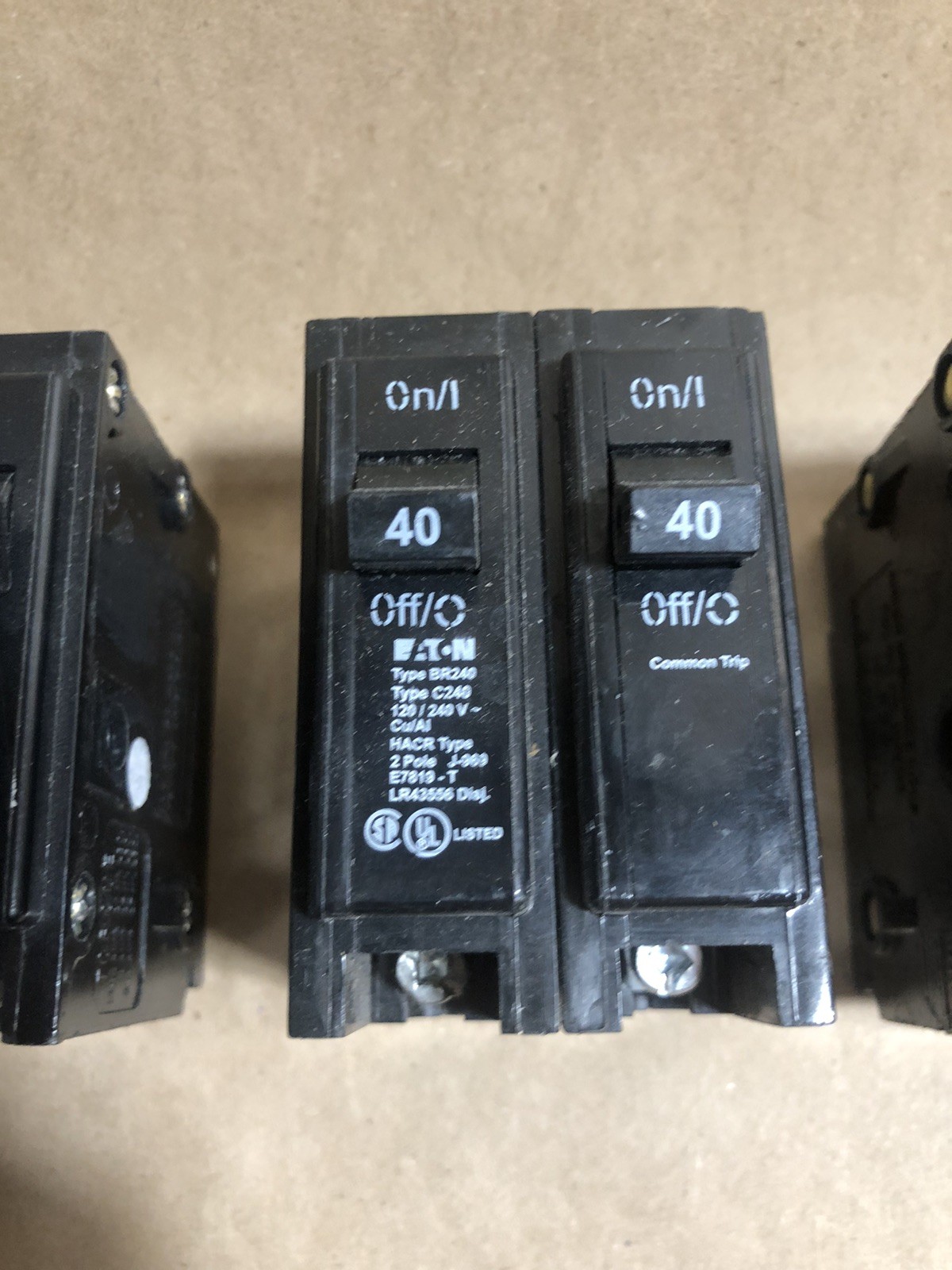 Lot Of Eaton 2 Pole Unit Circuit Breakers Type C Common Trip (70amp, 50, 40, 20)