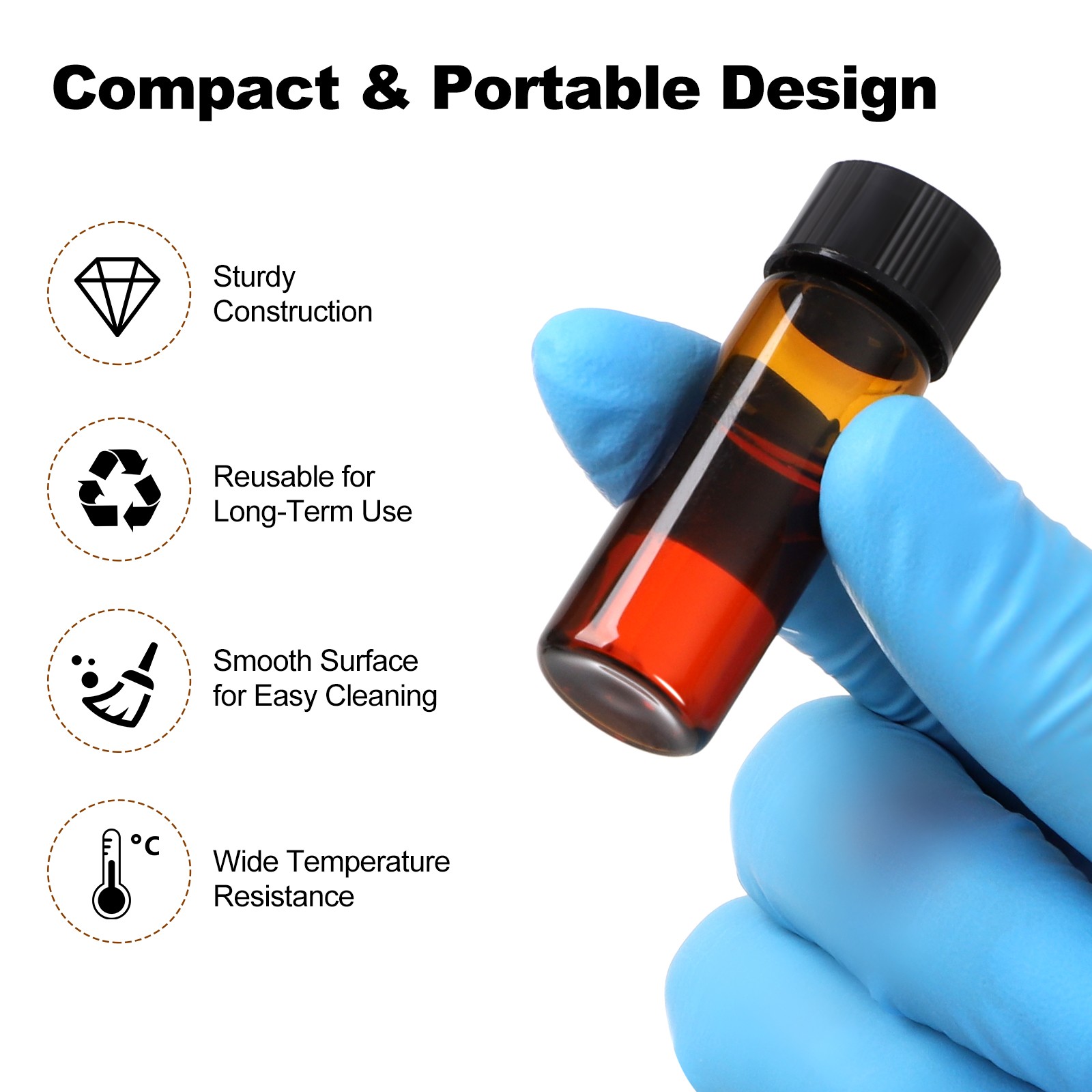 100/200/500pcs 4ml Glass Vials with Screw Caps Amber Liquid Small Sample Vials