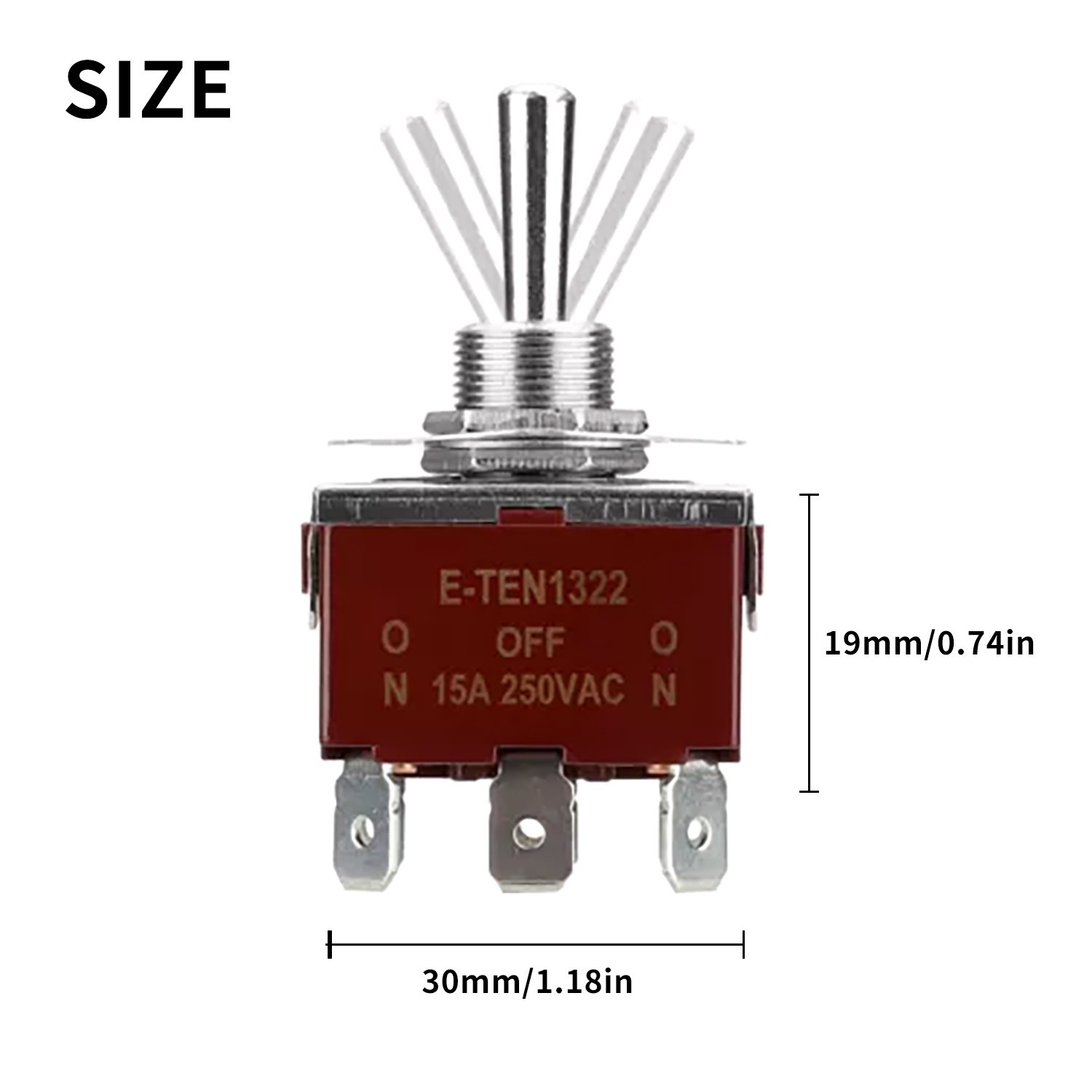 3PCS Heavy Duty DPDT ON/OFF/ON Toggle Switch 20A 125V/15A 250V Screw Terminals
