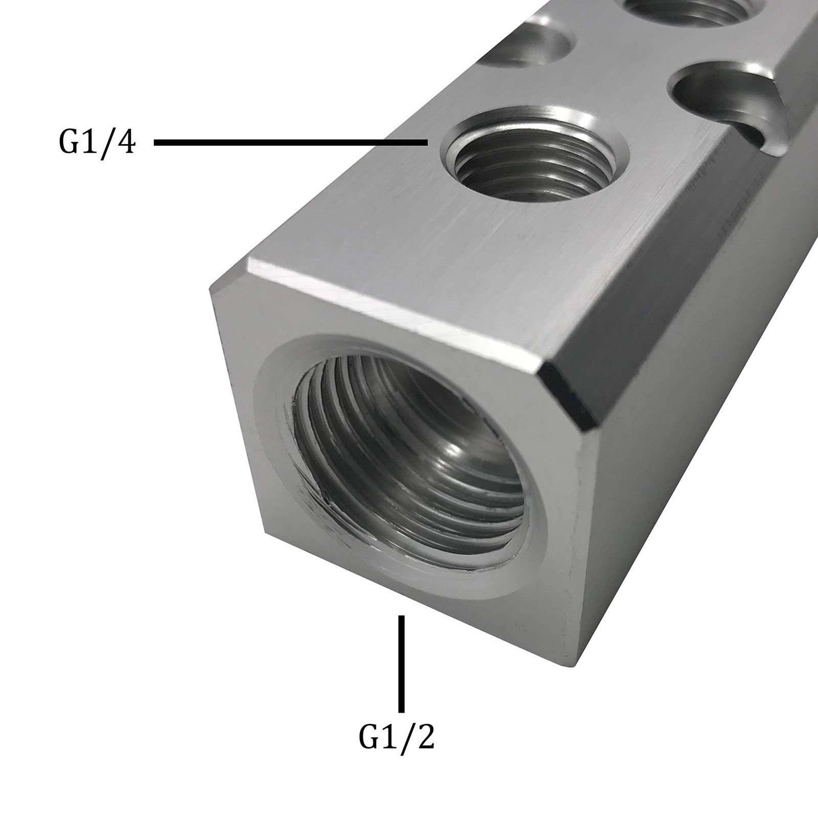 3 Way Pneumatic Manifold Air Distribution Block, G1/2 3 5 Port, Silver