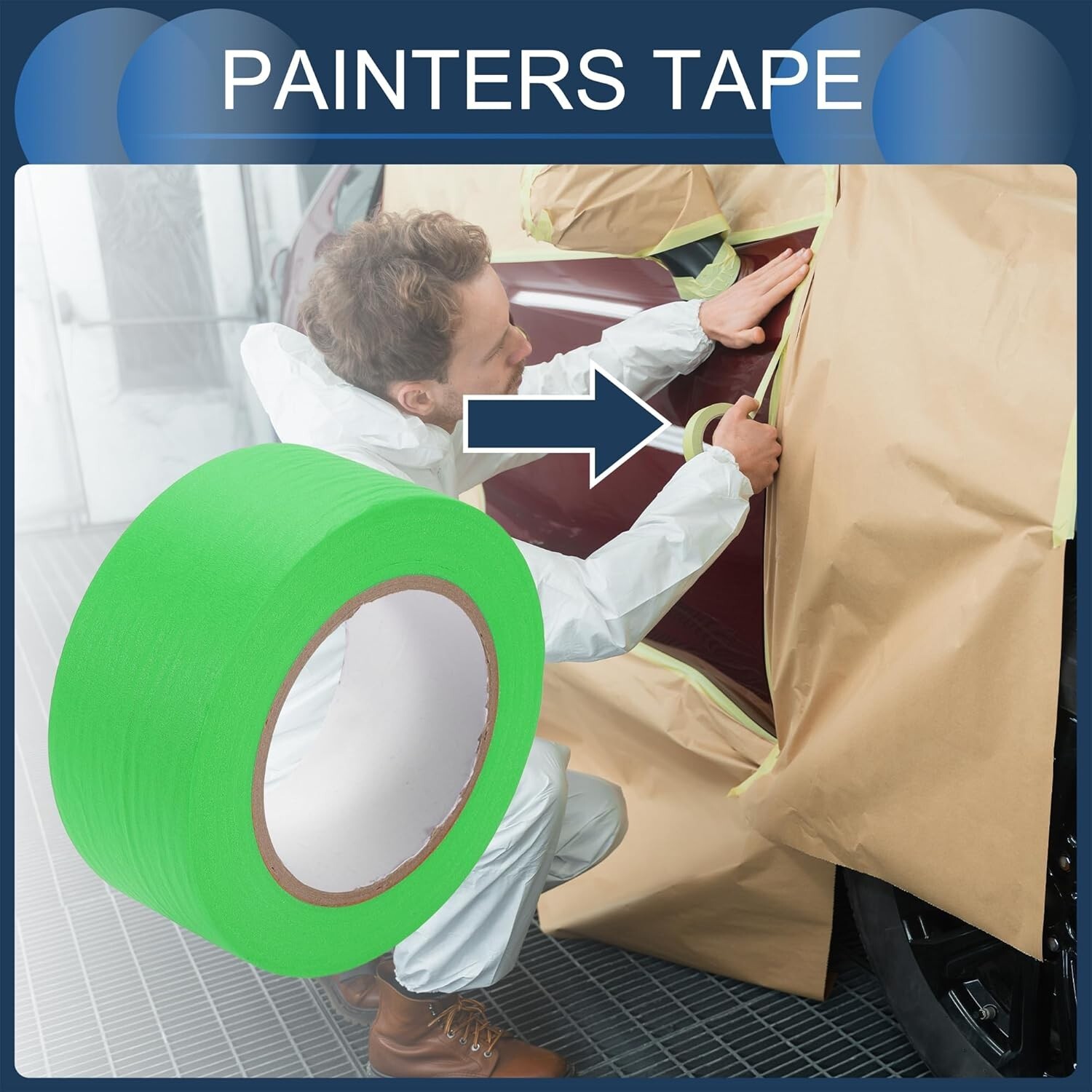 72 Rolls Green Painters Masking Tape, 2 Inch x 60 Yards 5.5 Mil, Walls Painting