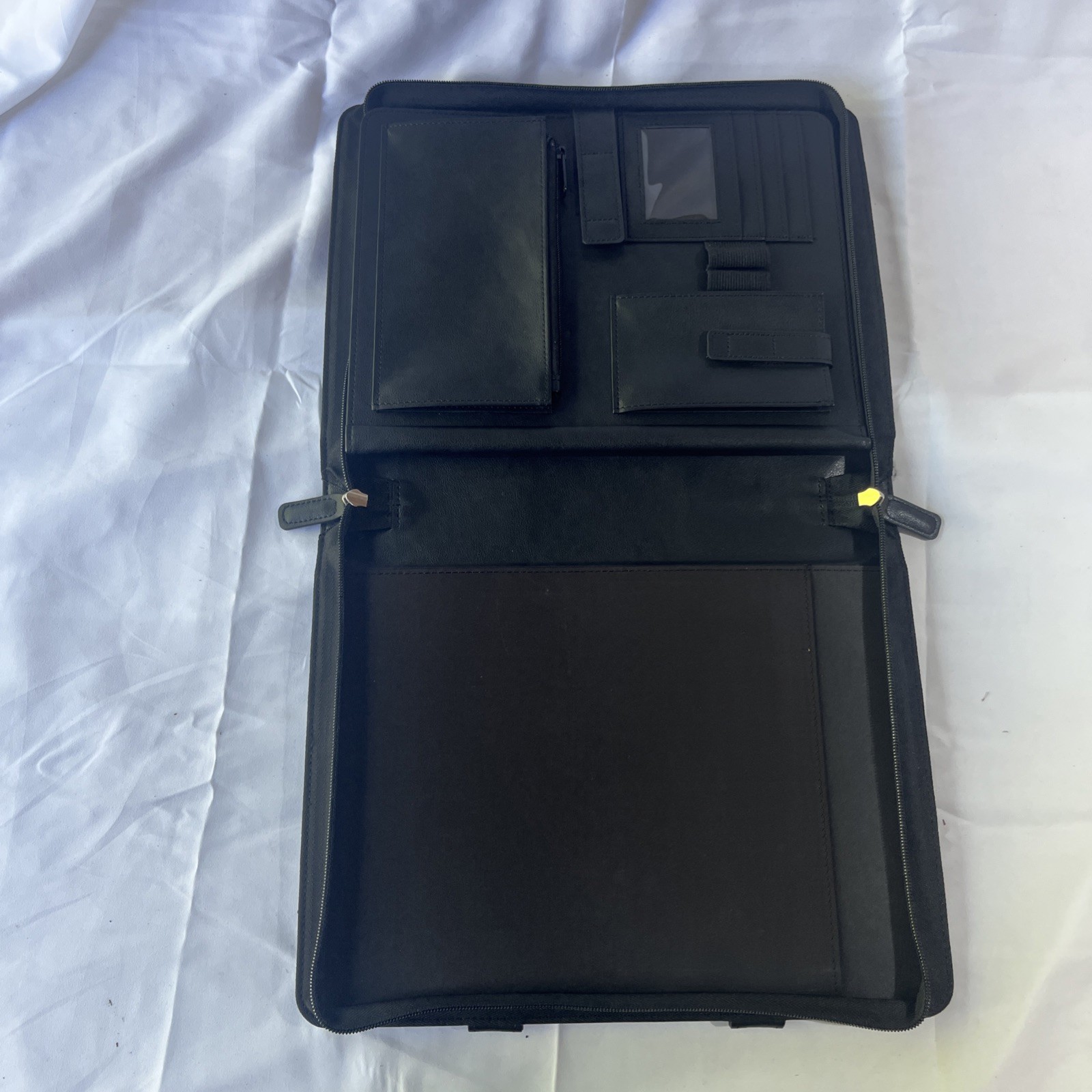 POPRUN Portfolio Binder with Zipper, Leather Padfolio Document Organizer with St