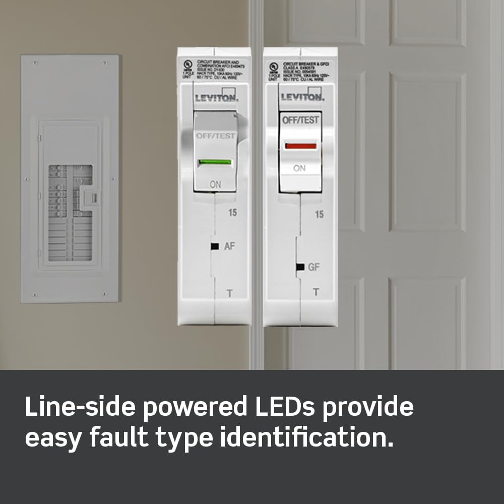 Leviton 15A 1-Pole Plug-On GFCI Branch Circuit Breaker, 15-Amp, White