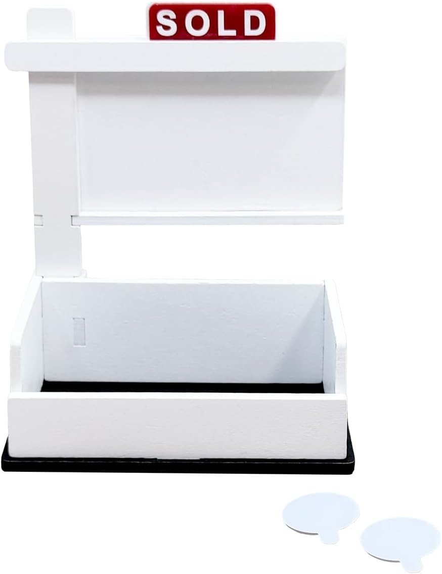 SOLD Sign Business Card Holder with Tray –Wooden Desk Display (Holds 100 Cards)