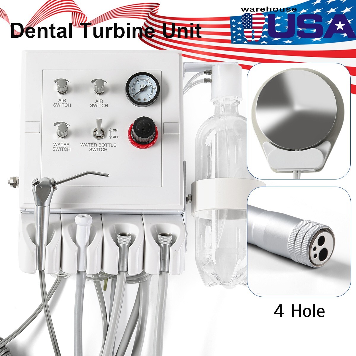 Portable Dental Delivery Unit Air Compressor Syringe Suction /Turbine Unit 4Hole