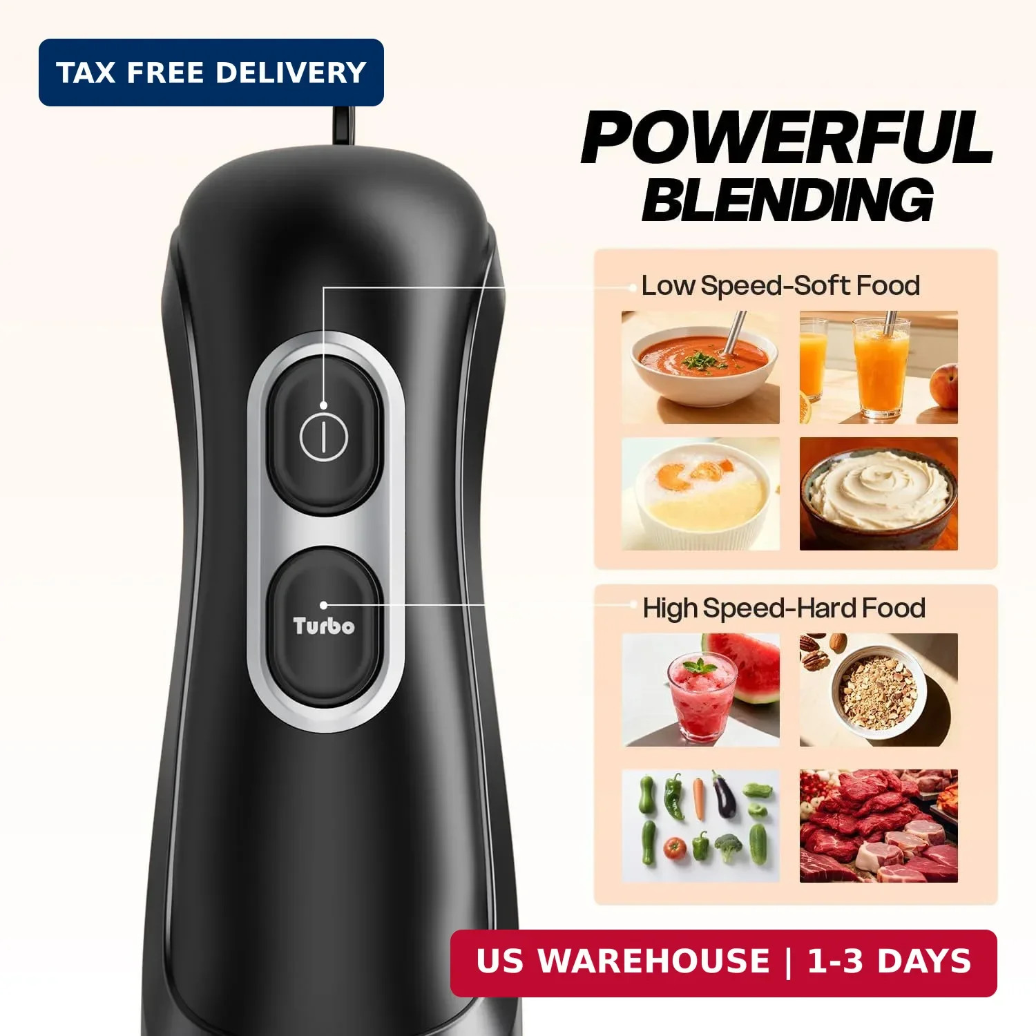 Immersion Blender Handheld, Corded Electric Blenders Portable Stick Mixer with 2