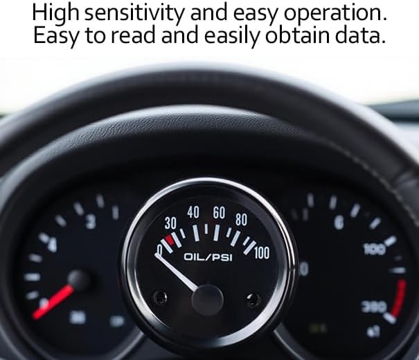 BESULEN Car 2″ 52mm Oil Pressure Gauge, 12V 0-100PSI Pointer Digital Oil Press P