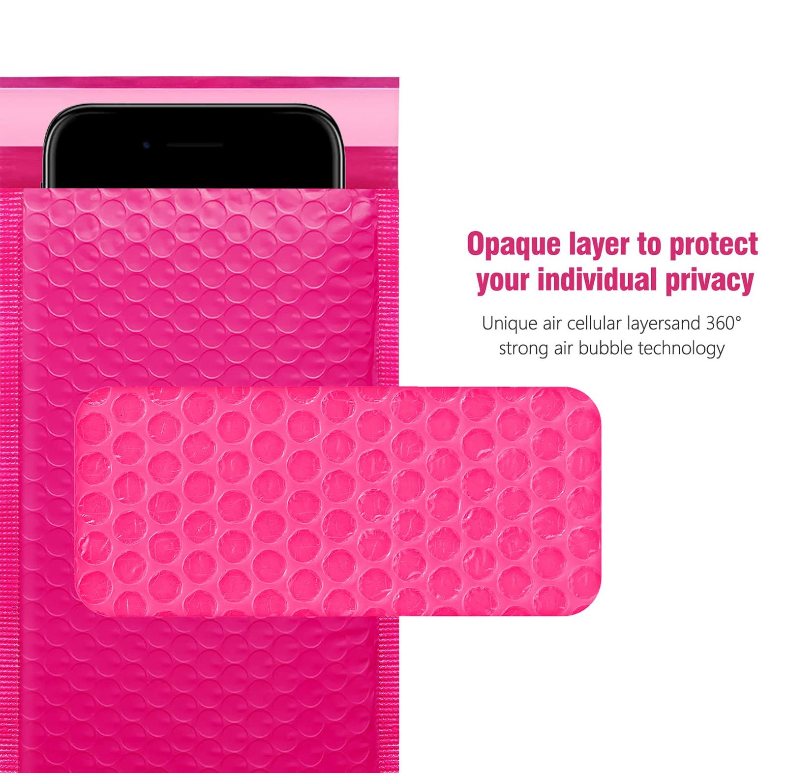 HBlife 50Pcs Bubble Mailers, 4×8 Inches Self Seal Hot Pink Poly Mailers, Padded