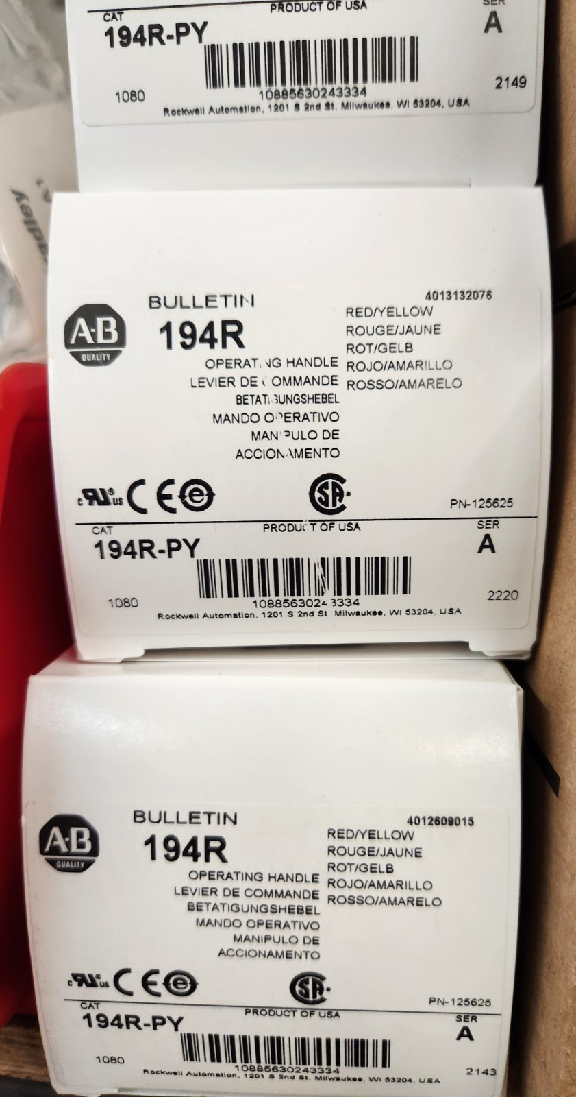 Allen Bradley 194R-PY Operating Plastic Handle Red/Yellow Disconnect Switch