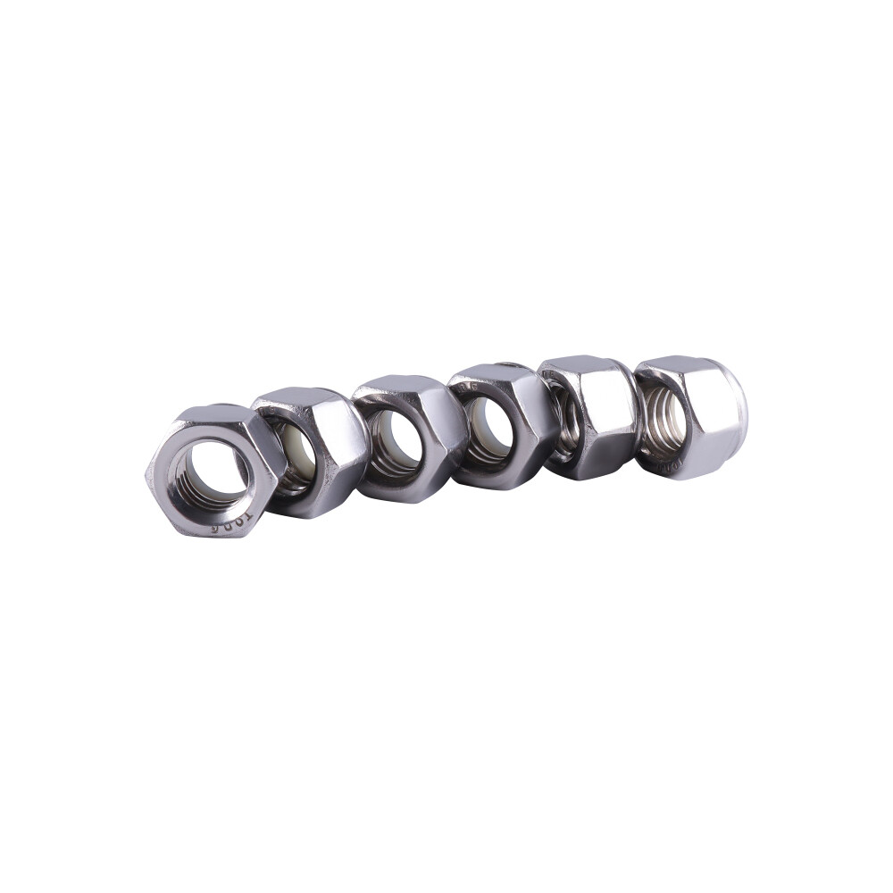 304 Stainless Steel Nylon Insert Hex Lock Nuts Nylock 10 sizes available
