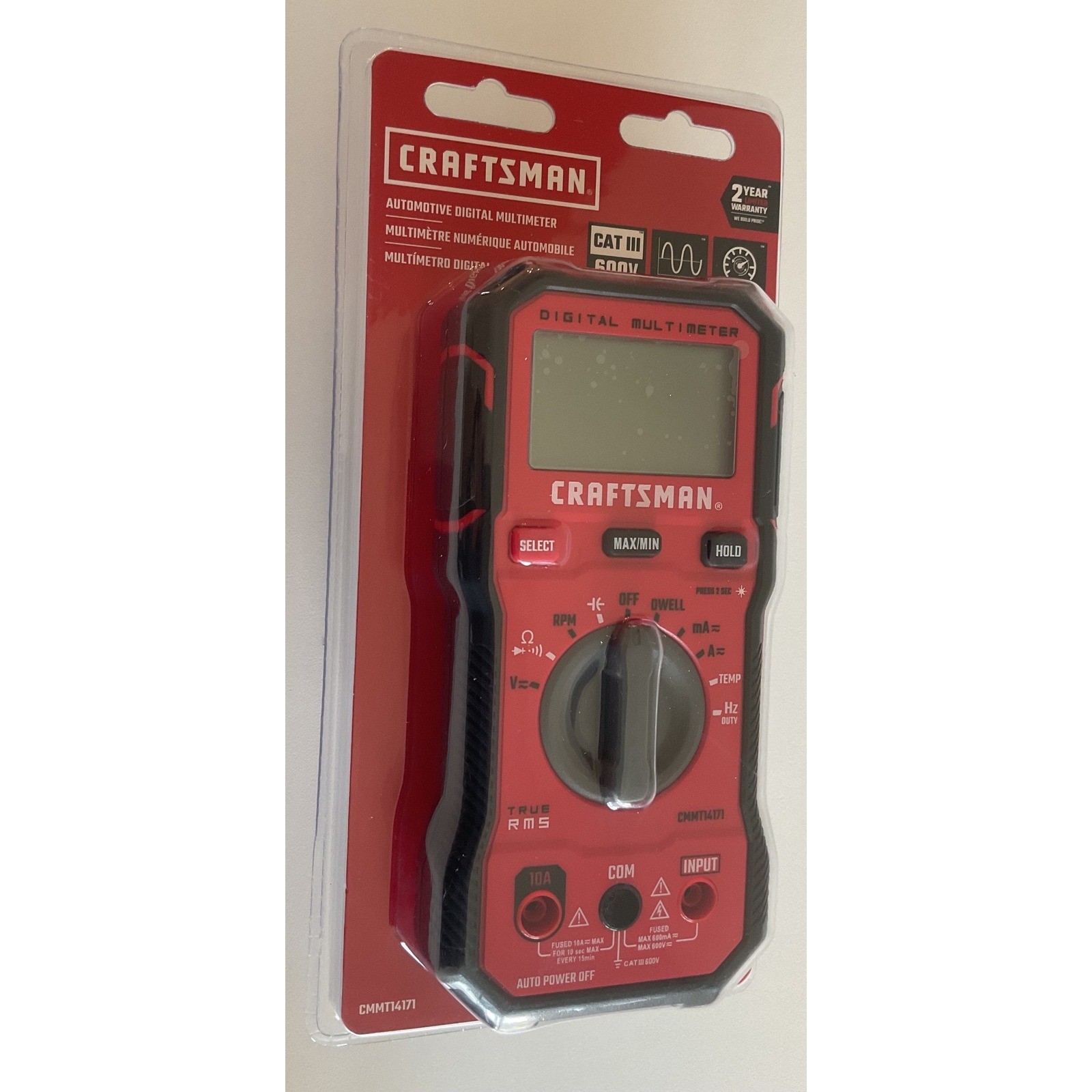 Craftsman Automotive Digital Multimeter CMMT14171 True RMS CAT III 600V New