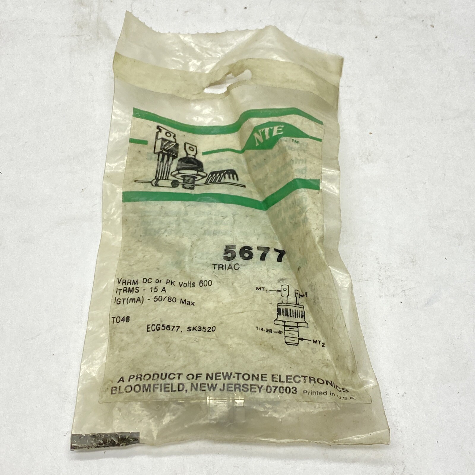 NEW NTE Thyristor Triac 600V 15A 50/80Ma Max 5677