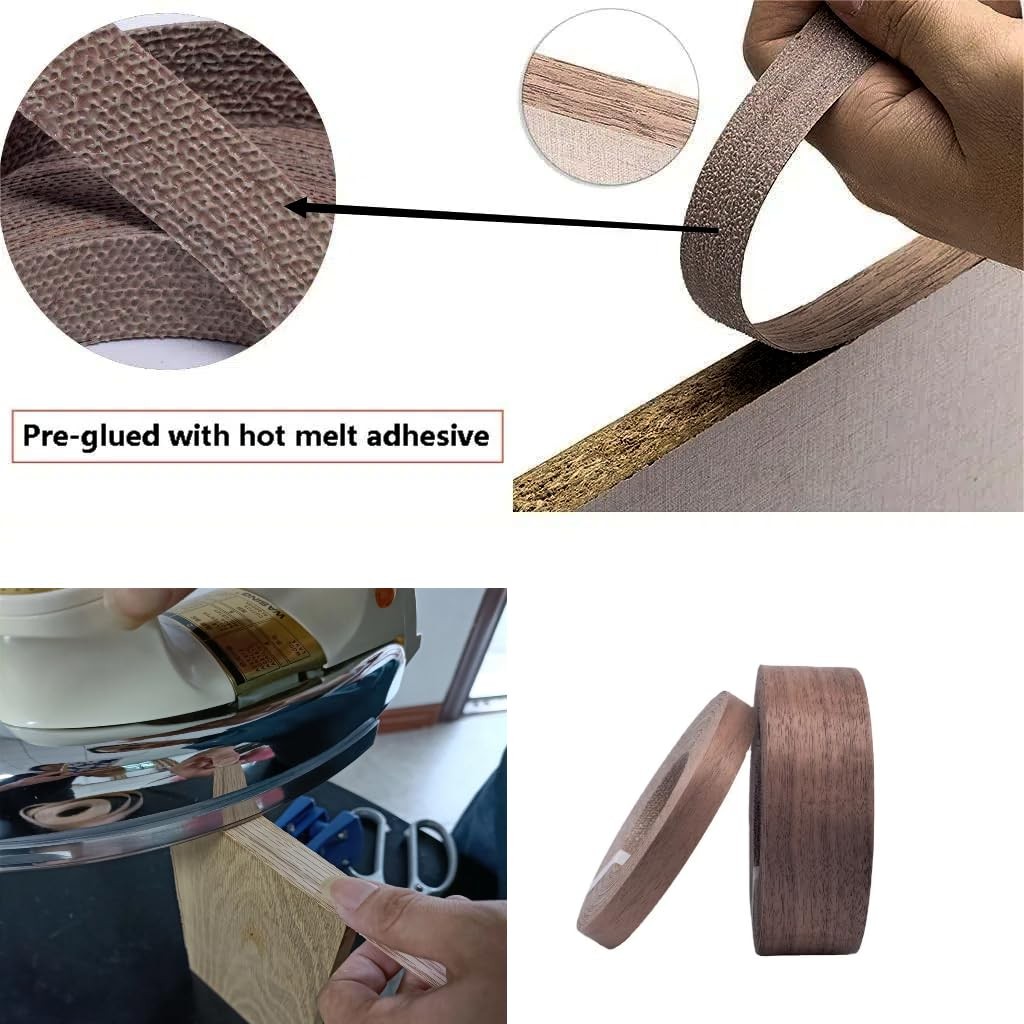 Black Walnut Wood Veneer Edge Banding 2 inchx50ft,Preglued Iron-On with Self …