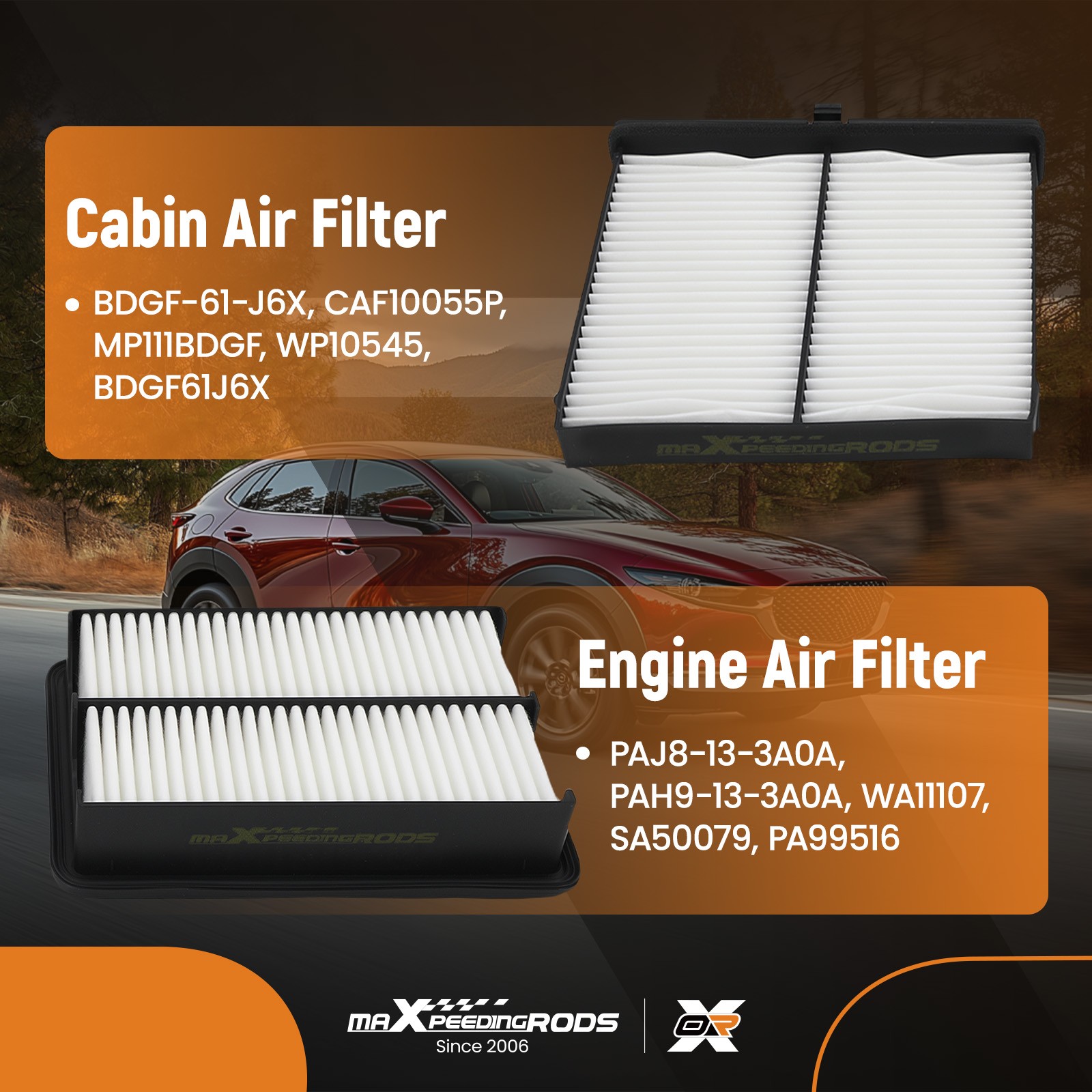 2Pack Air Filter Kit for Mazda 3 CX-30 2.0L 2.5L 2019-2024 WA11107