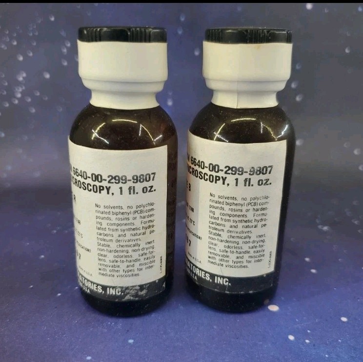 Cargille Lab. Non-Drying Immersion Oil Microscopy Type B – 1 FL OZ Lot Of 2 NOS