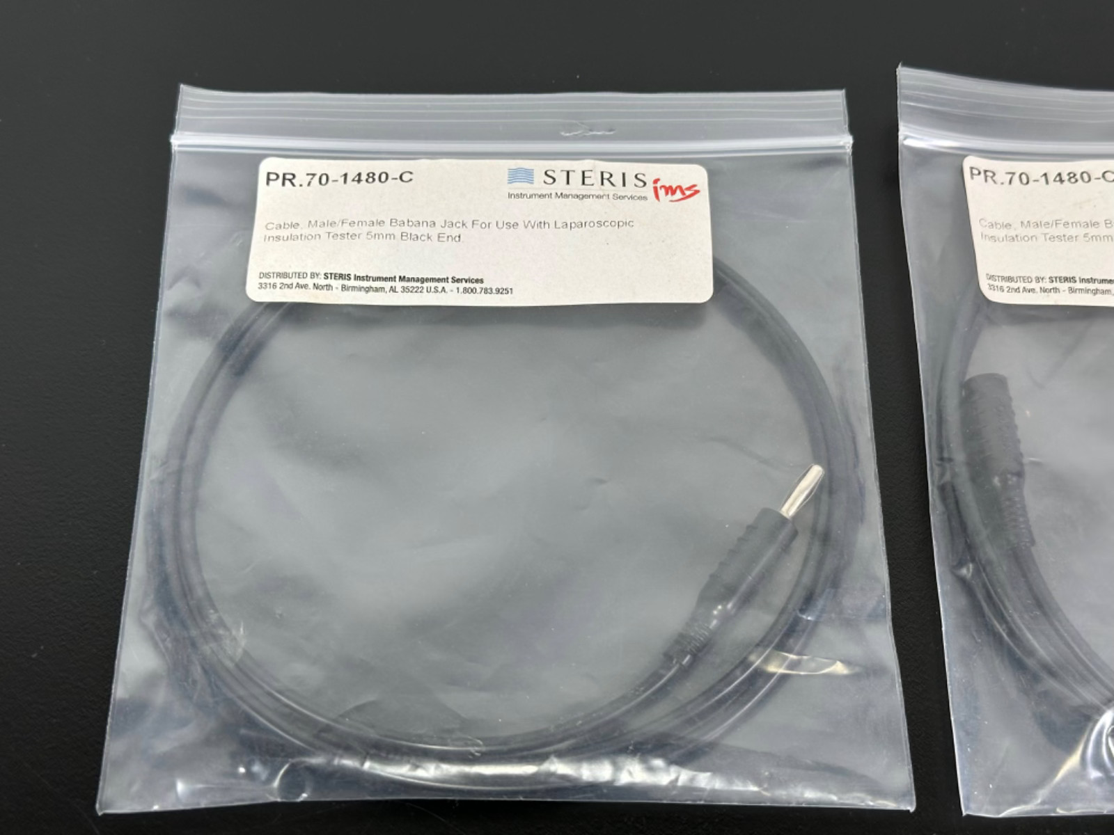 Lot of 2 STERIS IMS PR.70-1480-C Male/Female Banana Jack Cable Laparoscopic Test
