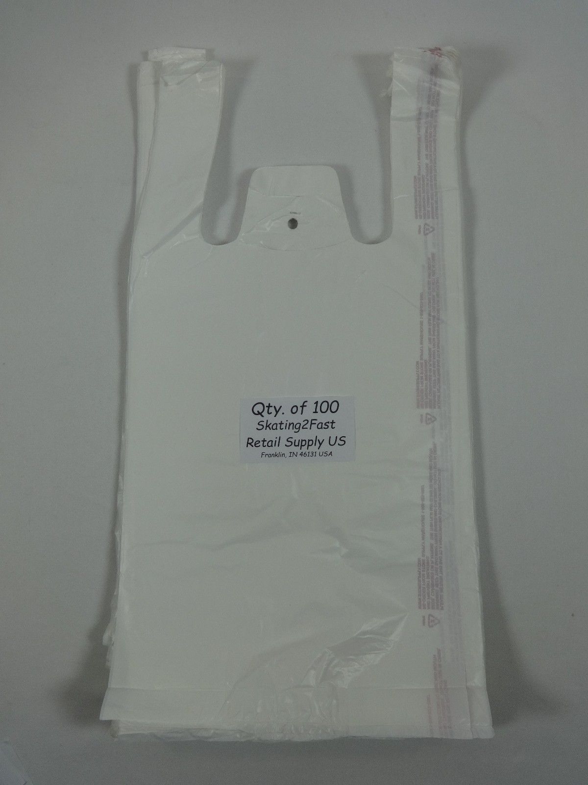 100 T-Shirt Bags w/ Handles 8″ x 5″ x 16″ Variety of Colors Plastic Retail