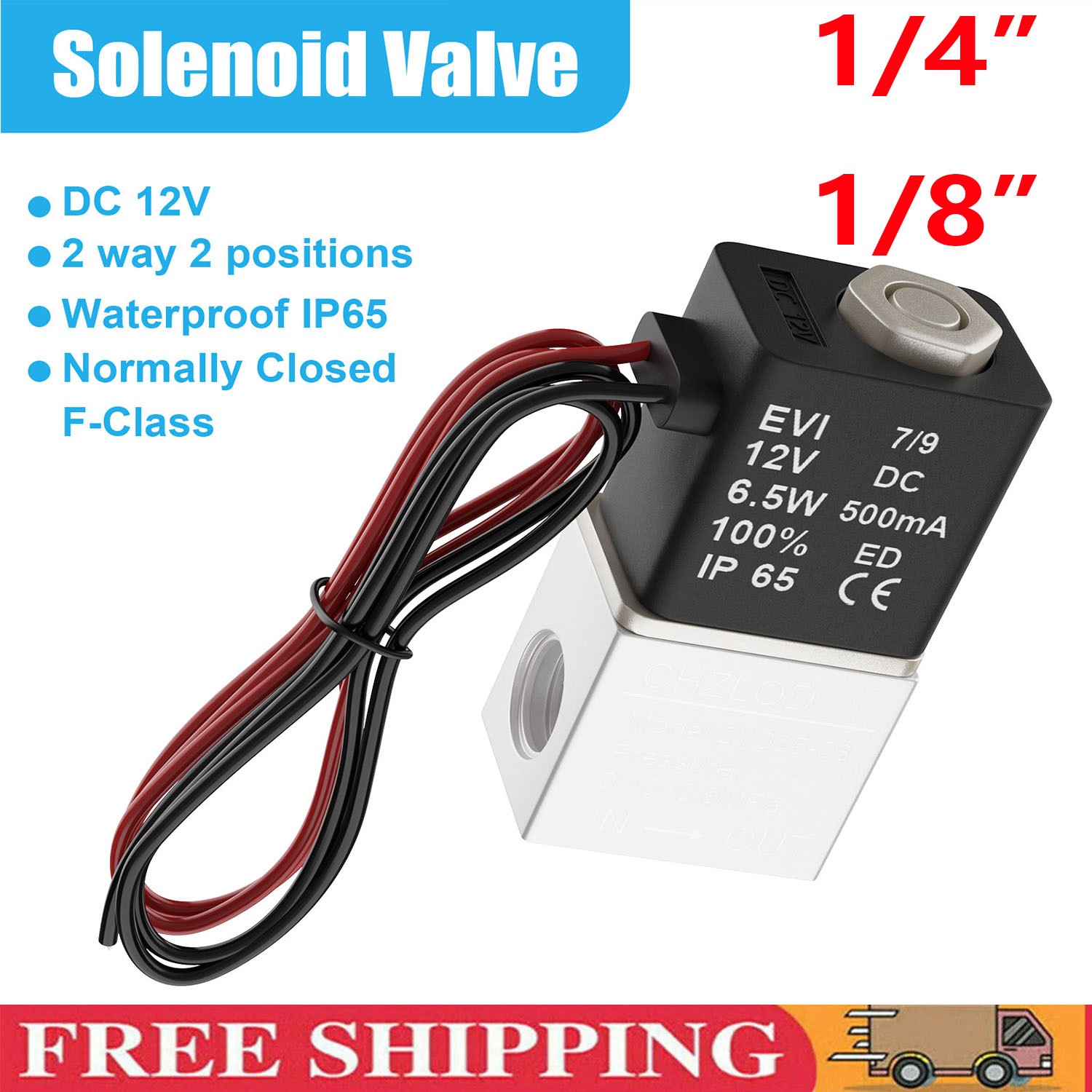 1/4″ Inch Electric Air Water Fast Response Solenoid Valve Normally Closed 24V DC