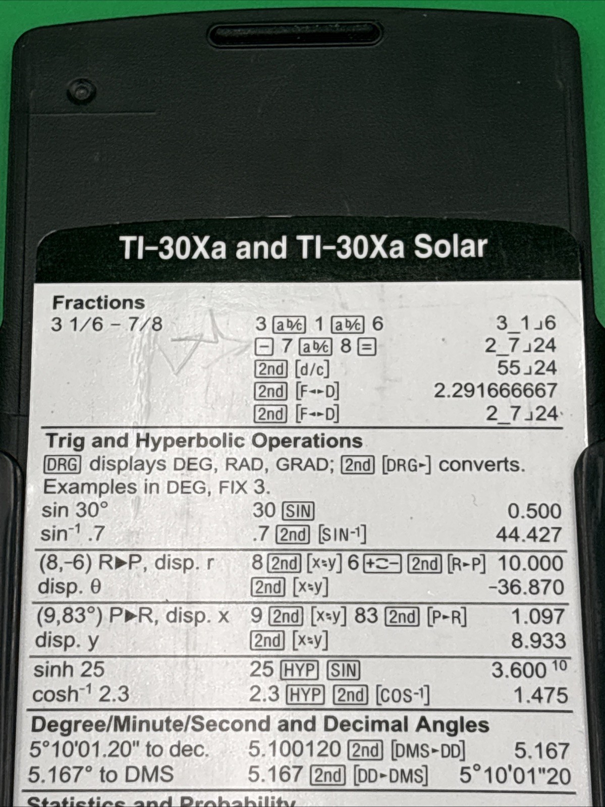 Texas Instruments Scientific Calculator TI-30Xa. Tested.
