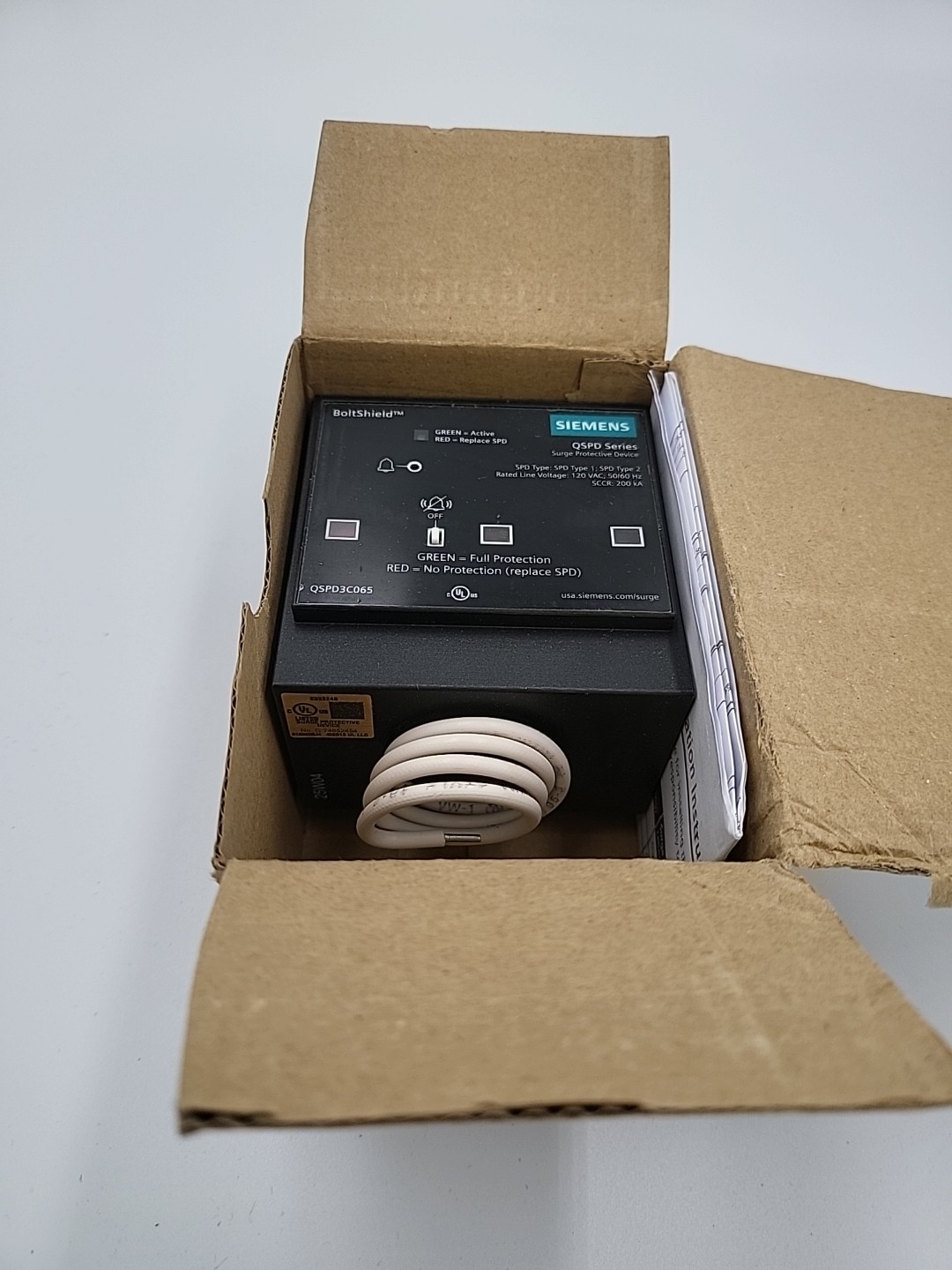 SIEMENS BOLTSHIELD Plug-in Surge Device 3-Pole 208y/120v,30,4w Qspd3c065