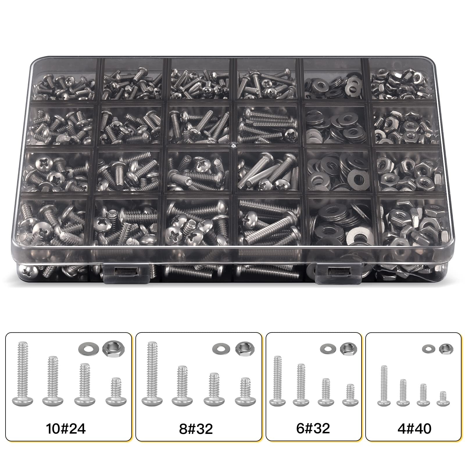 710PCS Stainless Steel Machine Screw Nut Bolt Washer Assortment Kit