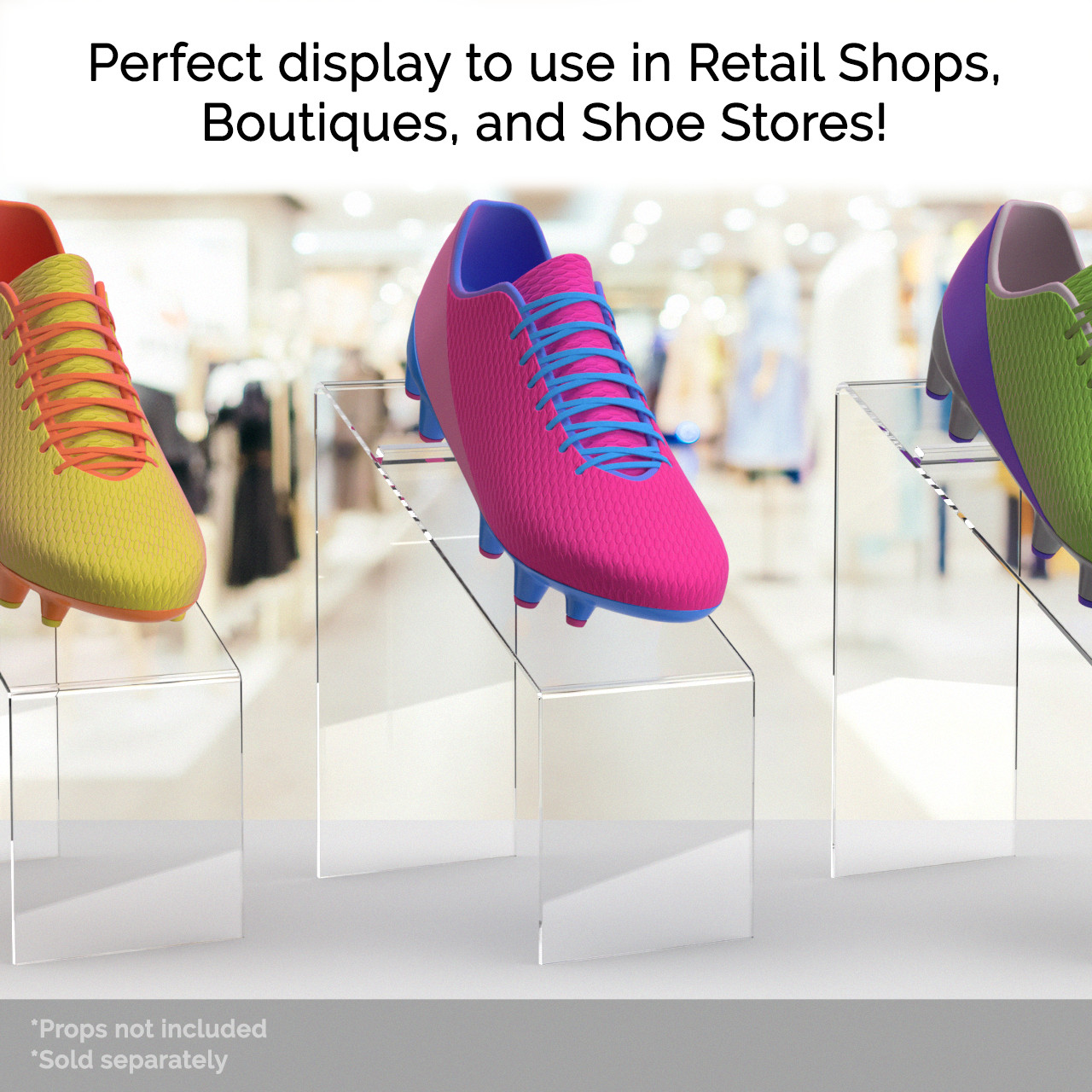 4″ x 9″ High Shoe Riser Clear Slanted Footwear Pedestal Display Stand