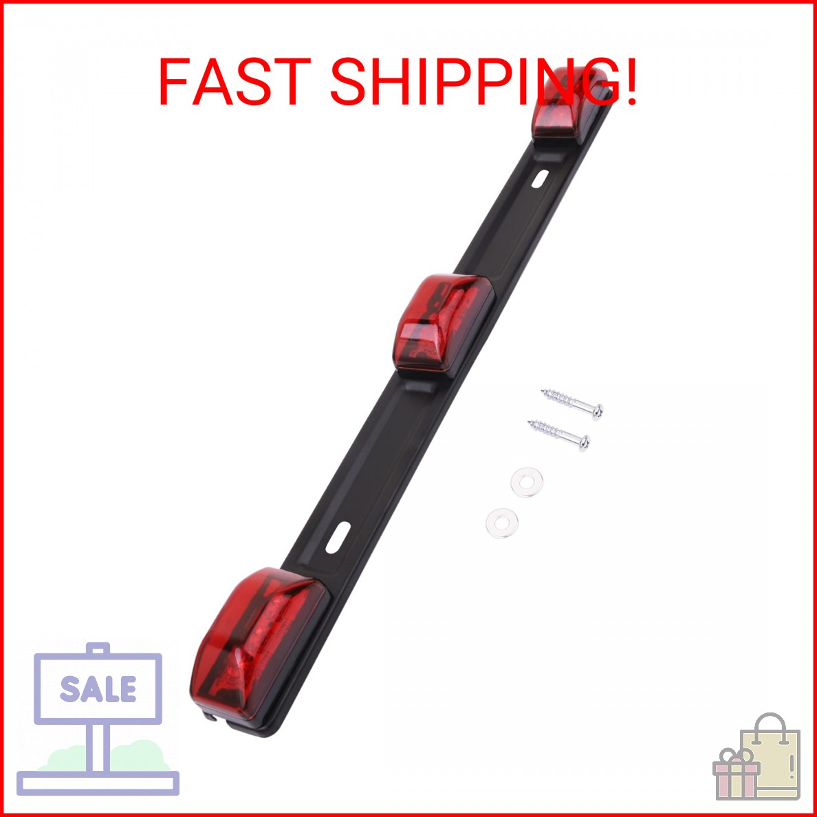 HHCSOP Red LED Marker Bar 3 Lights 9 LED Trailer Clearance ID Bar for Truck Trai