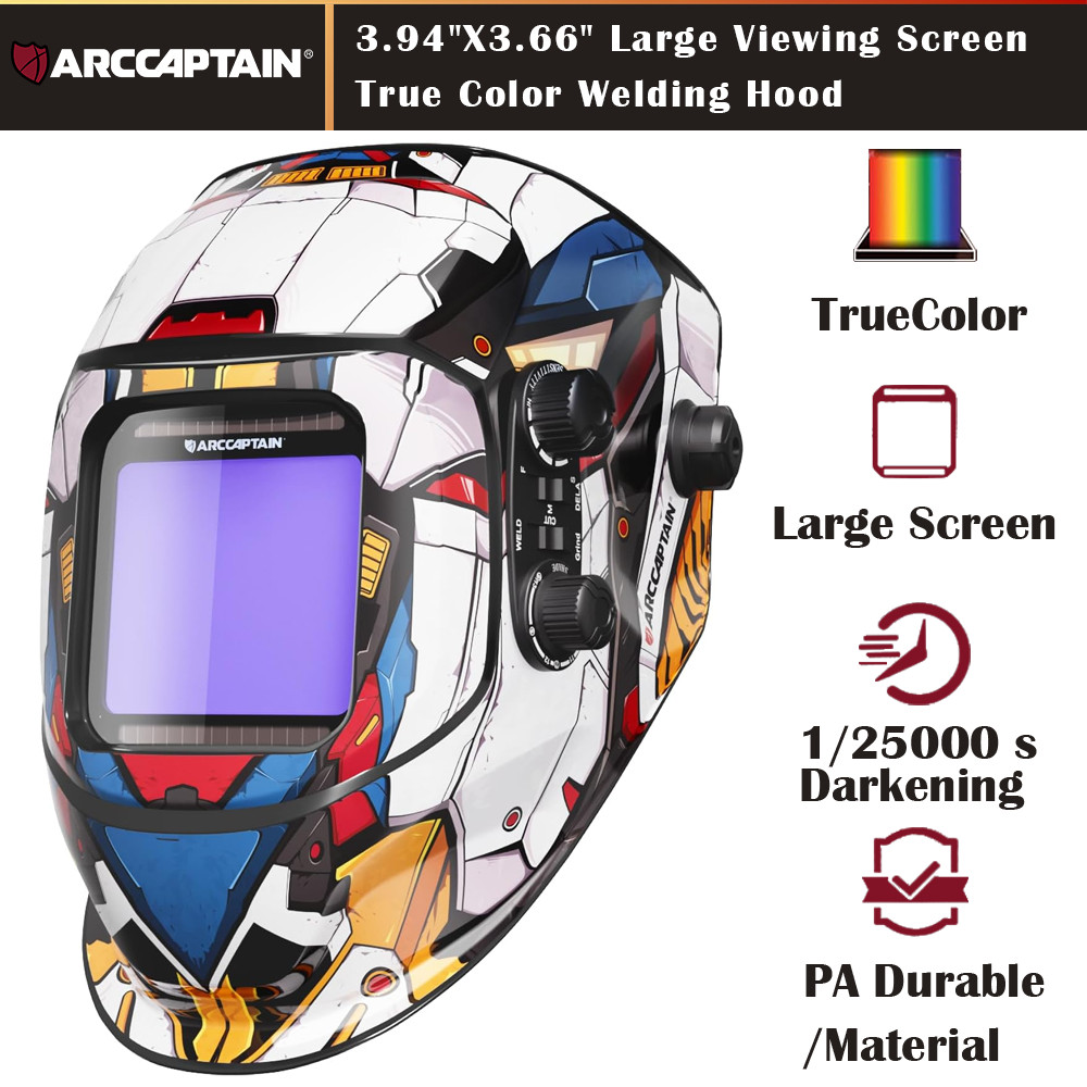 ARCCAPTAIN Welding Helmet Auto-Darkening Filter 4 Sensors Adjustable Shade