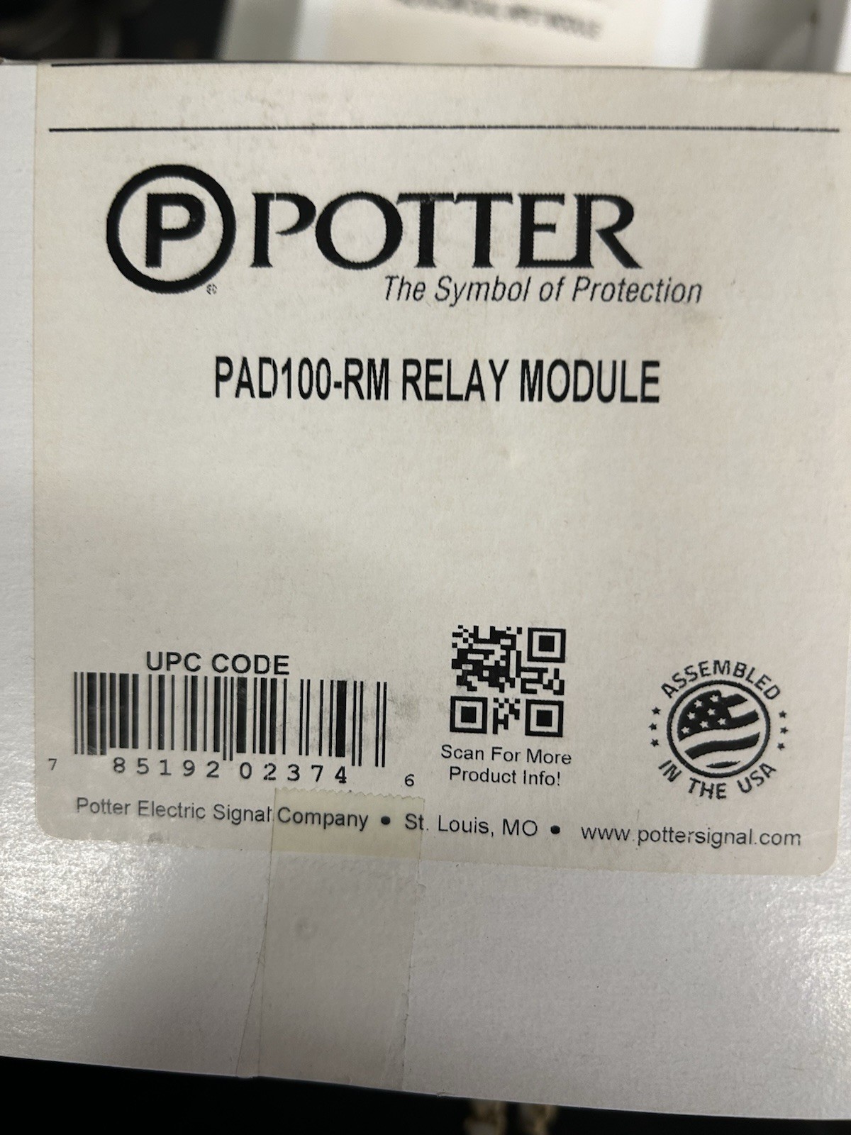 Relay Module PAD100-RM Potter Electric Signal Single Input Fire System