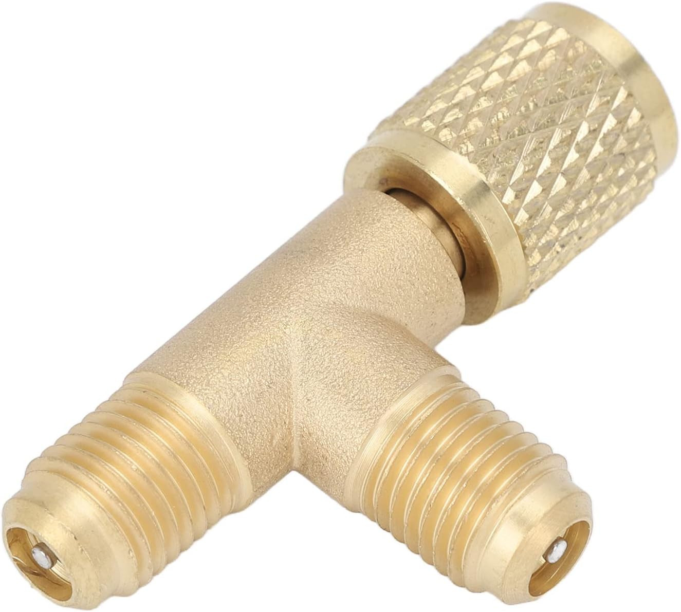 Quick Coupler Access Tee 1/4 inch HAVC Vacuum Adapter with Valve Core Brass /