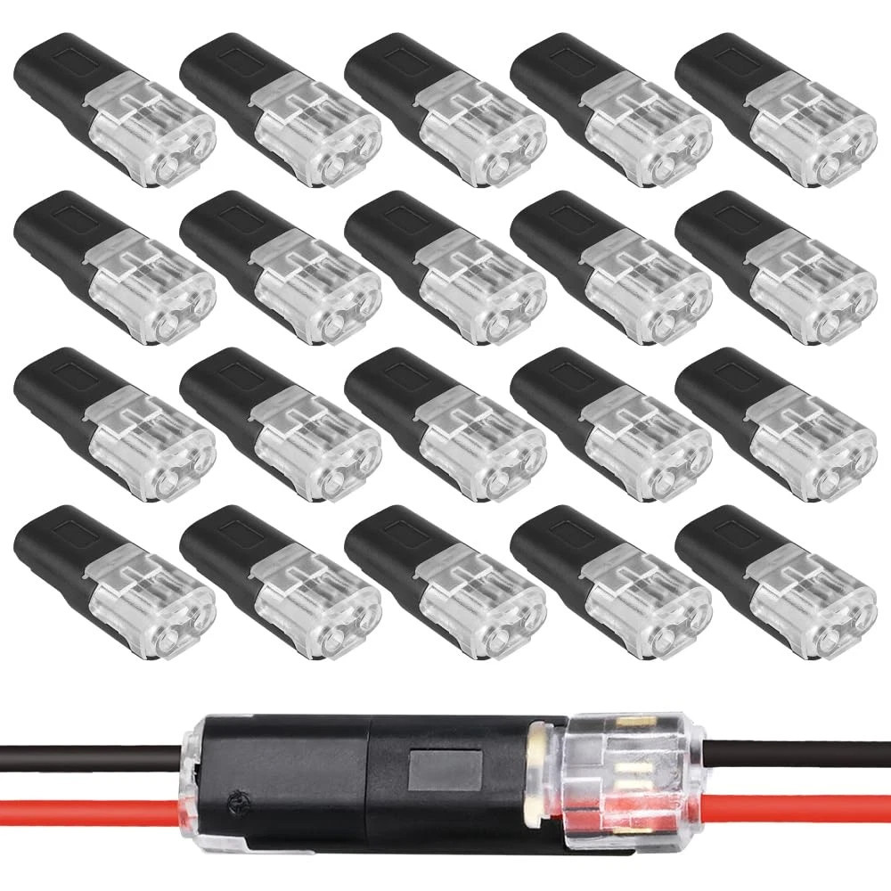 50 PCS Double-Wire Plug-in Connector, Cable Clamp with Locking Buckle AWG 18-22