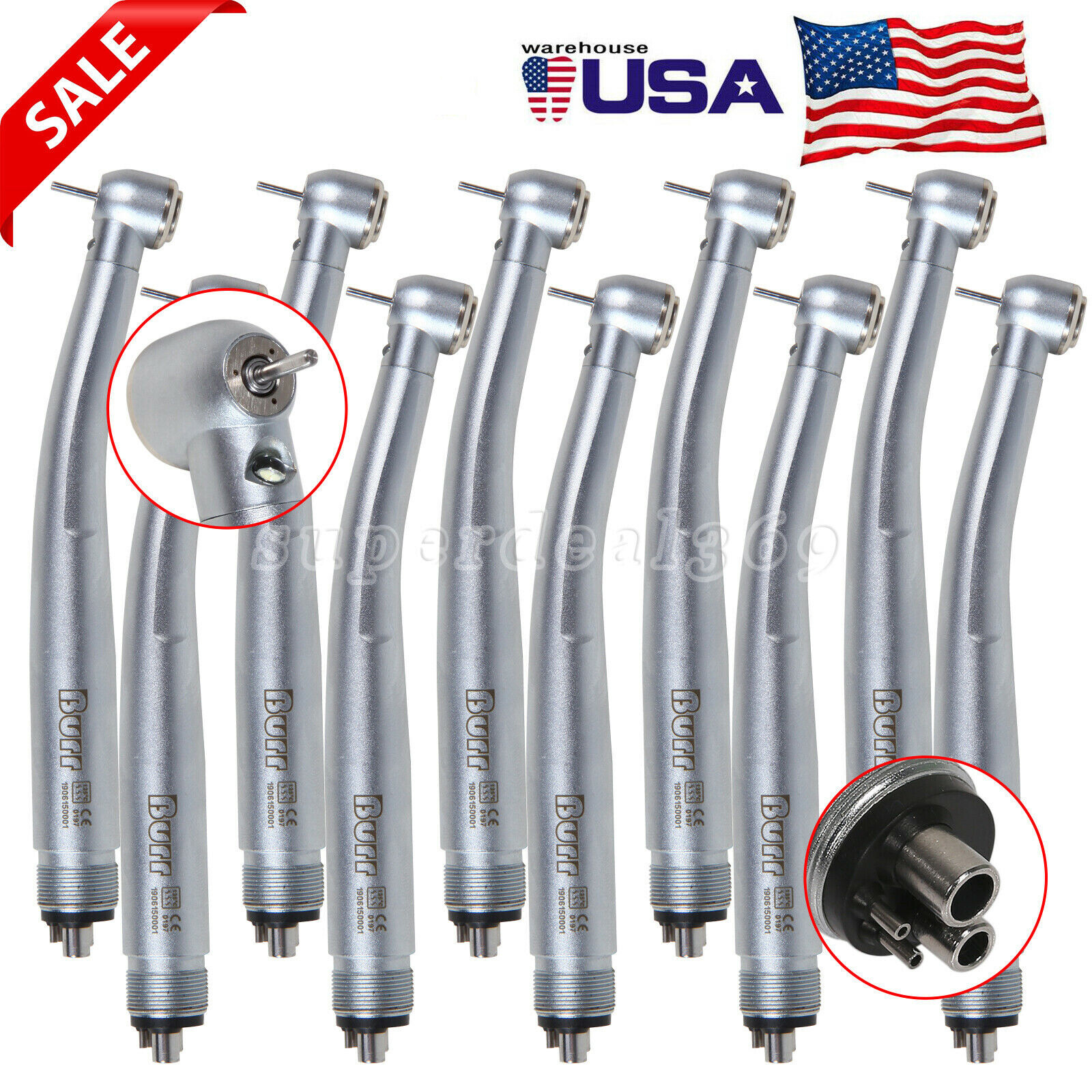 Dental High Speed Handpiece LED E-generator/No-LED Push Button 4Hole Fit NSK