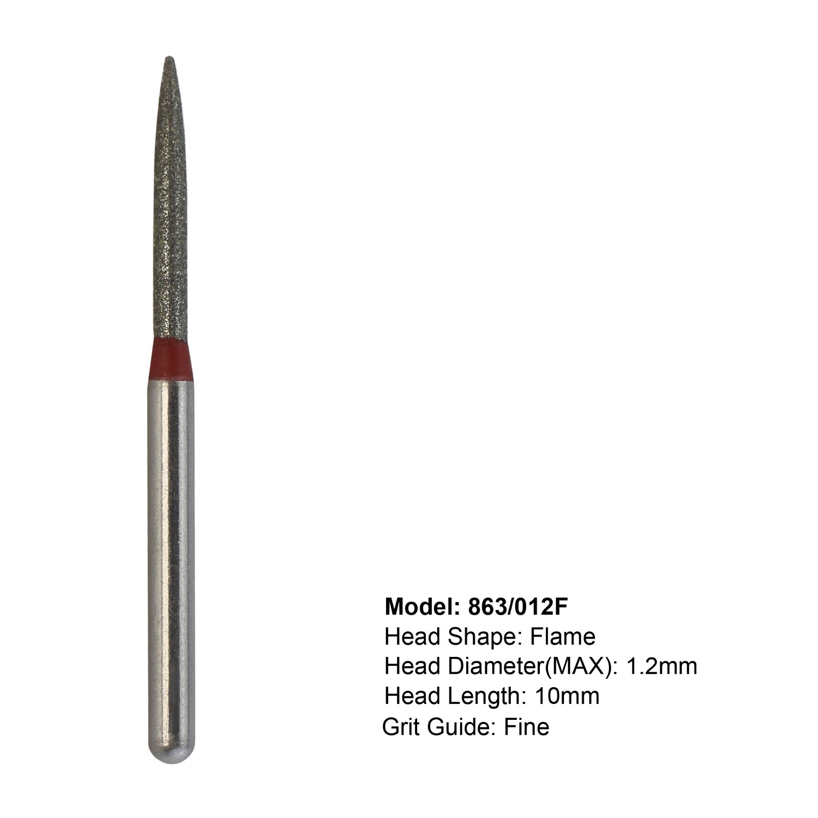 Diamond Dental Burs 863/012F High Speed FG Shank for Implant & Crown Prep 1.2mm