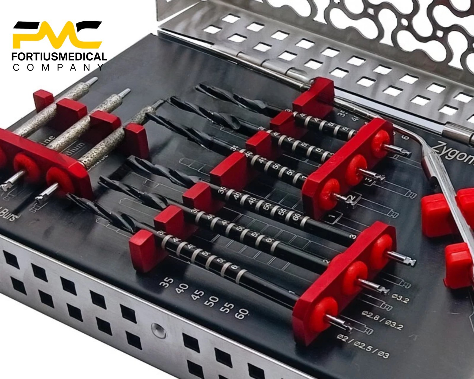 Zygoma 14Pcs Zygomatic Dental Implant Kit Titanium Coated Surgical Drill Set