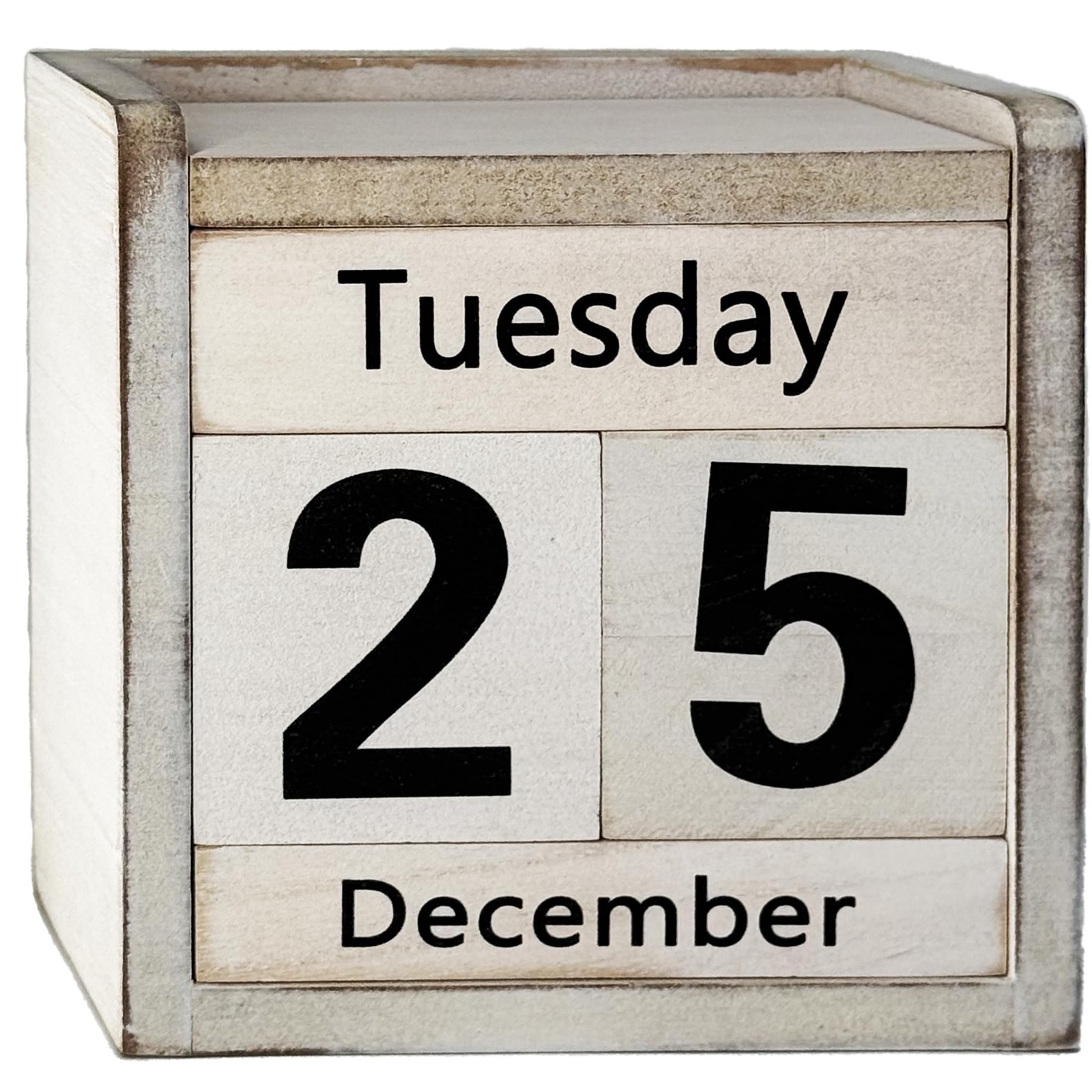 Wooden Perpetual Block Calendar Rustic Retro Desk Small, Style