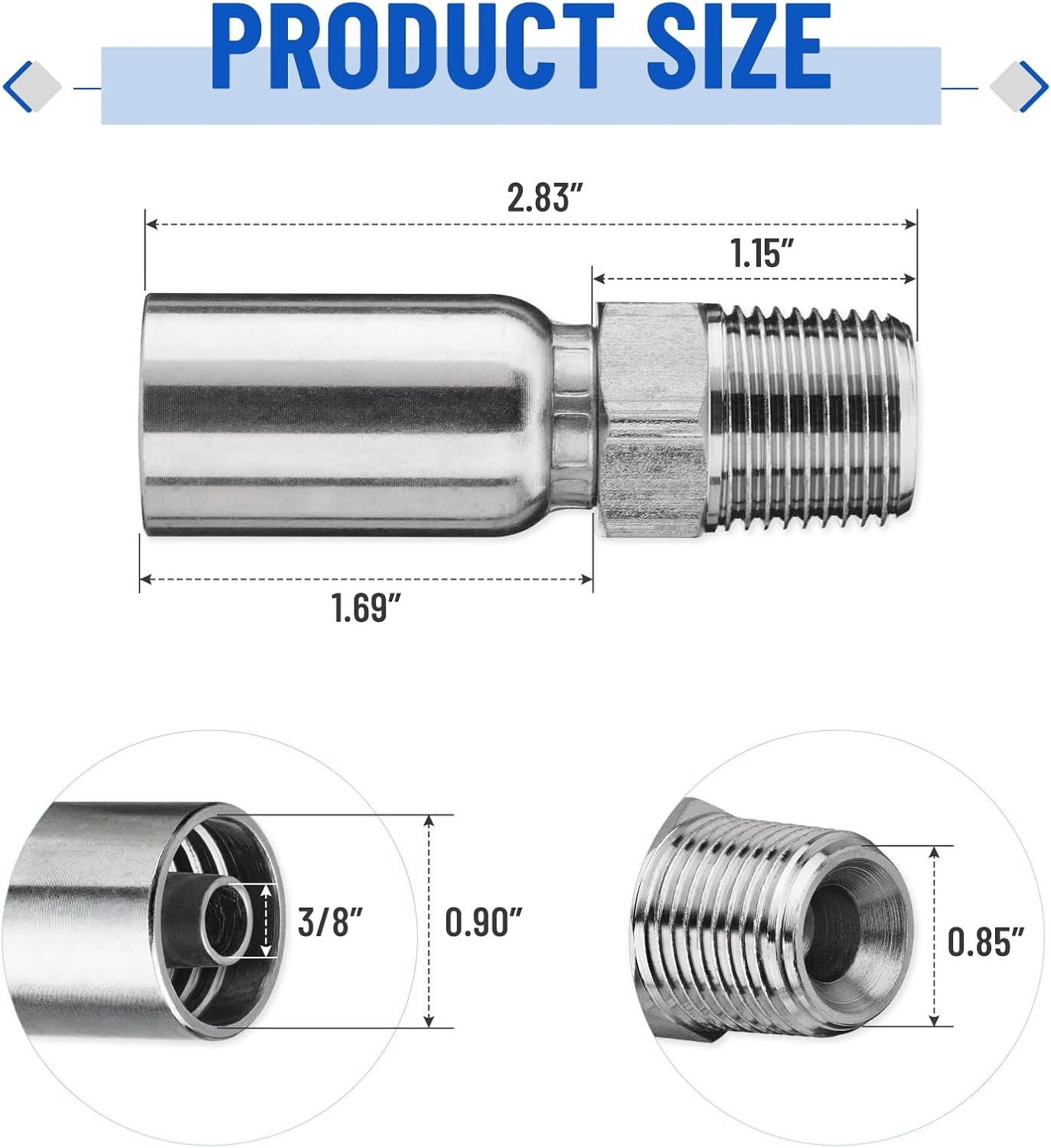 12 Pack 3/8″ I.D. Hose x 1/2″ NPTF Male Hydraulic Hose End Crimp Fittings A+++