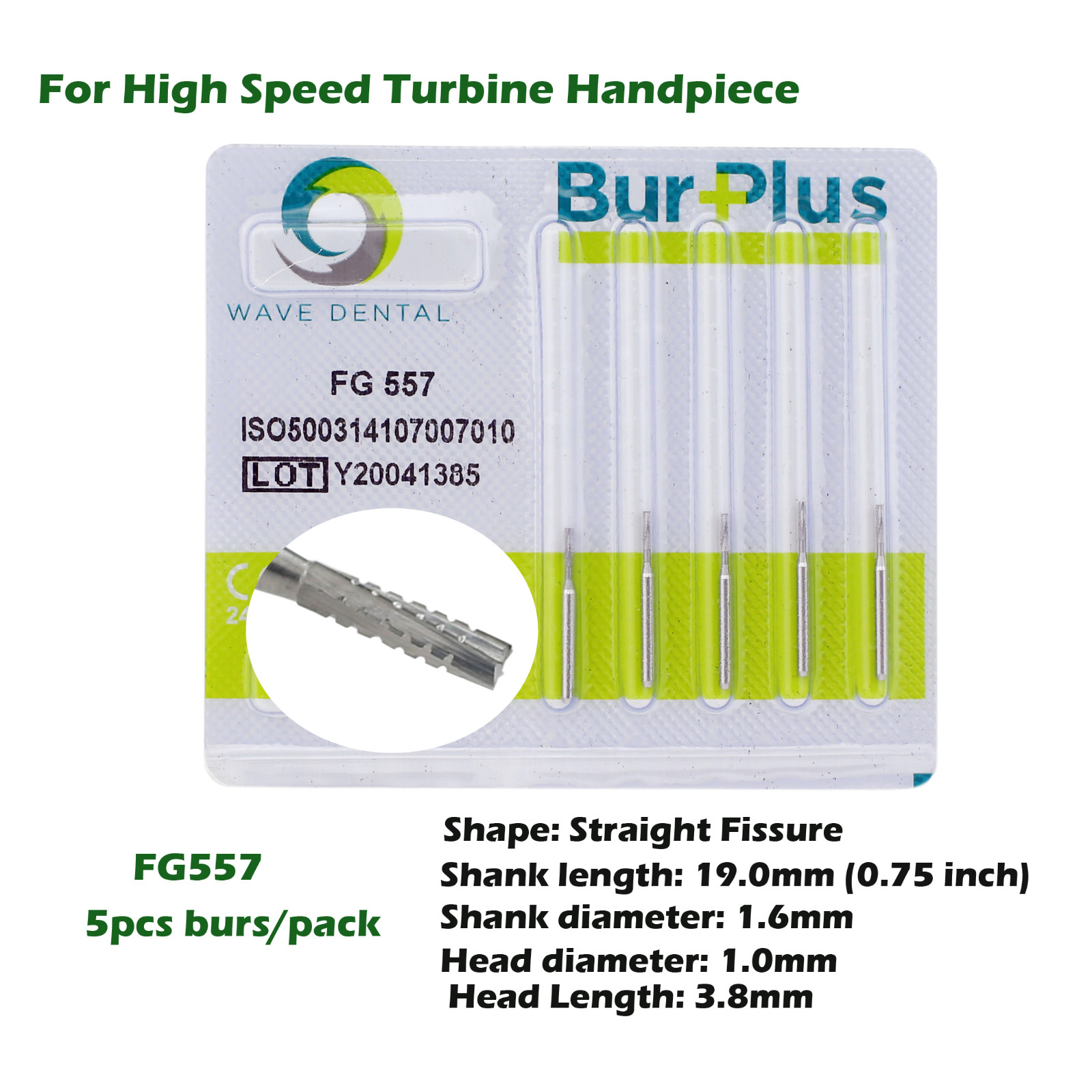 Wave Dental Surgical Carbide Burs Long Shank 558 557L FG SURG Straight Fissure