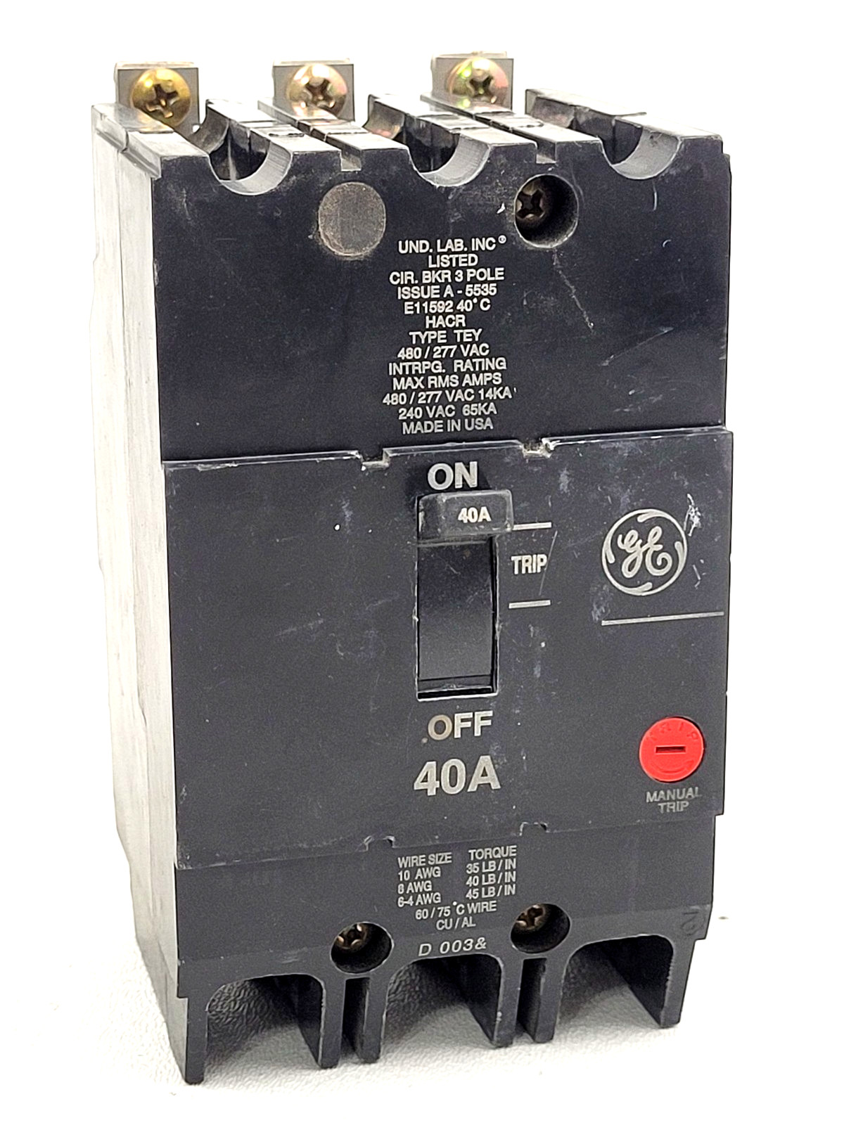TEY340 GE 40 Amp 480V Circuit Breaker – Next Day Option – New