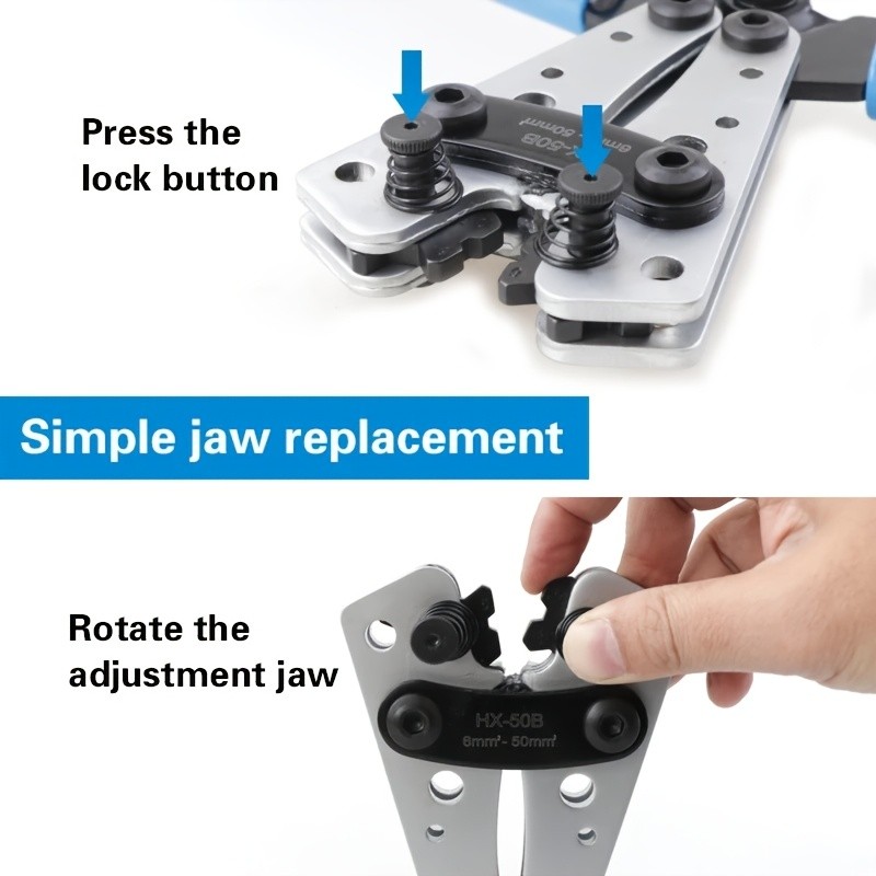 Battery Cable Crimper AWG Kit 10-1/0, Wire Terminal Crimping Tool with 60Pcs
