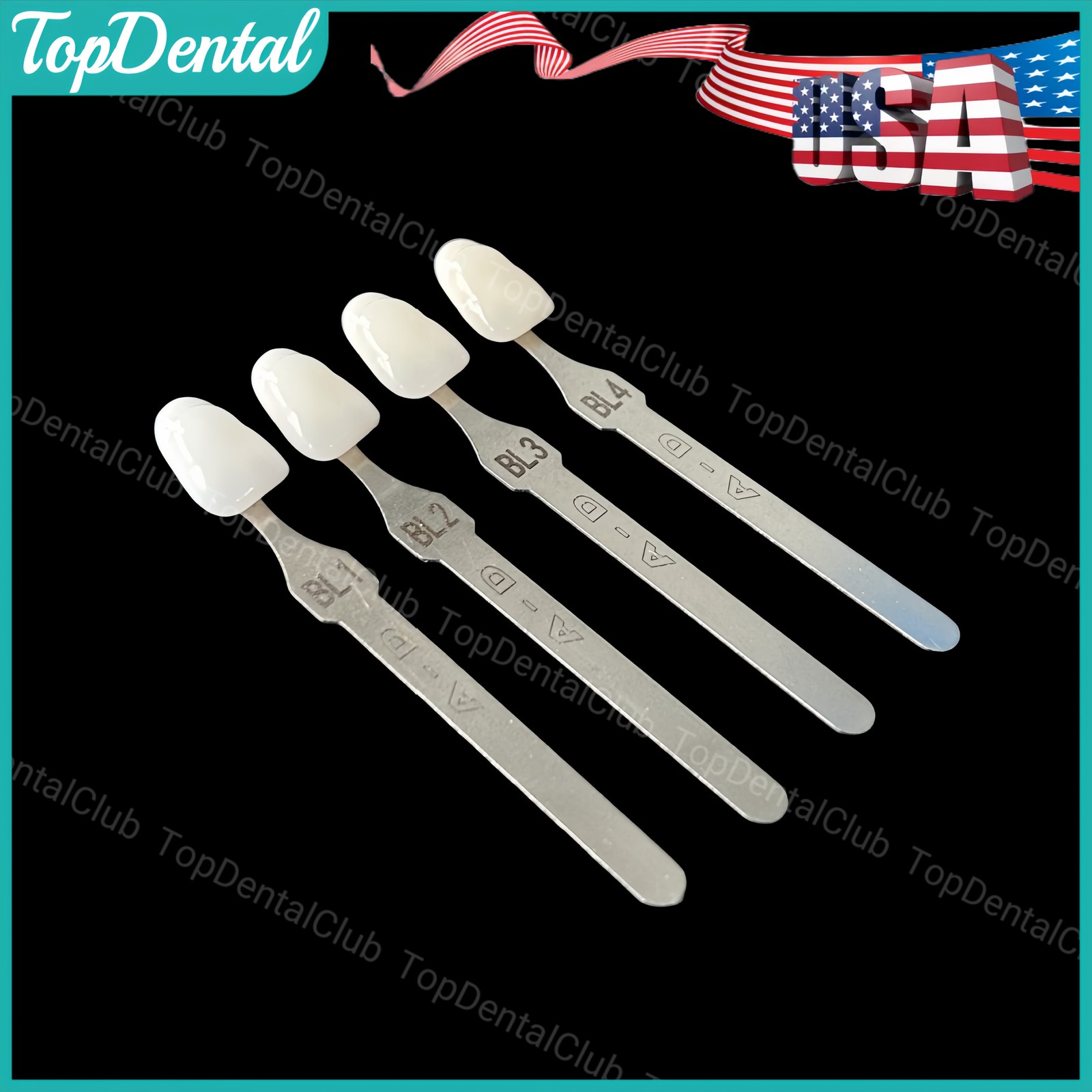 USA Dental Bleach Shade Guide BL1/2/3/4 4Colors Bleached Chart Teeth Based Vita