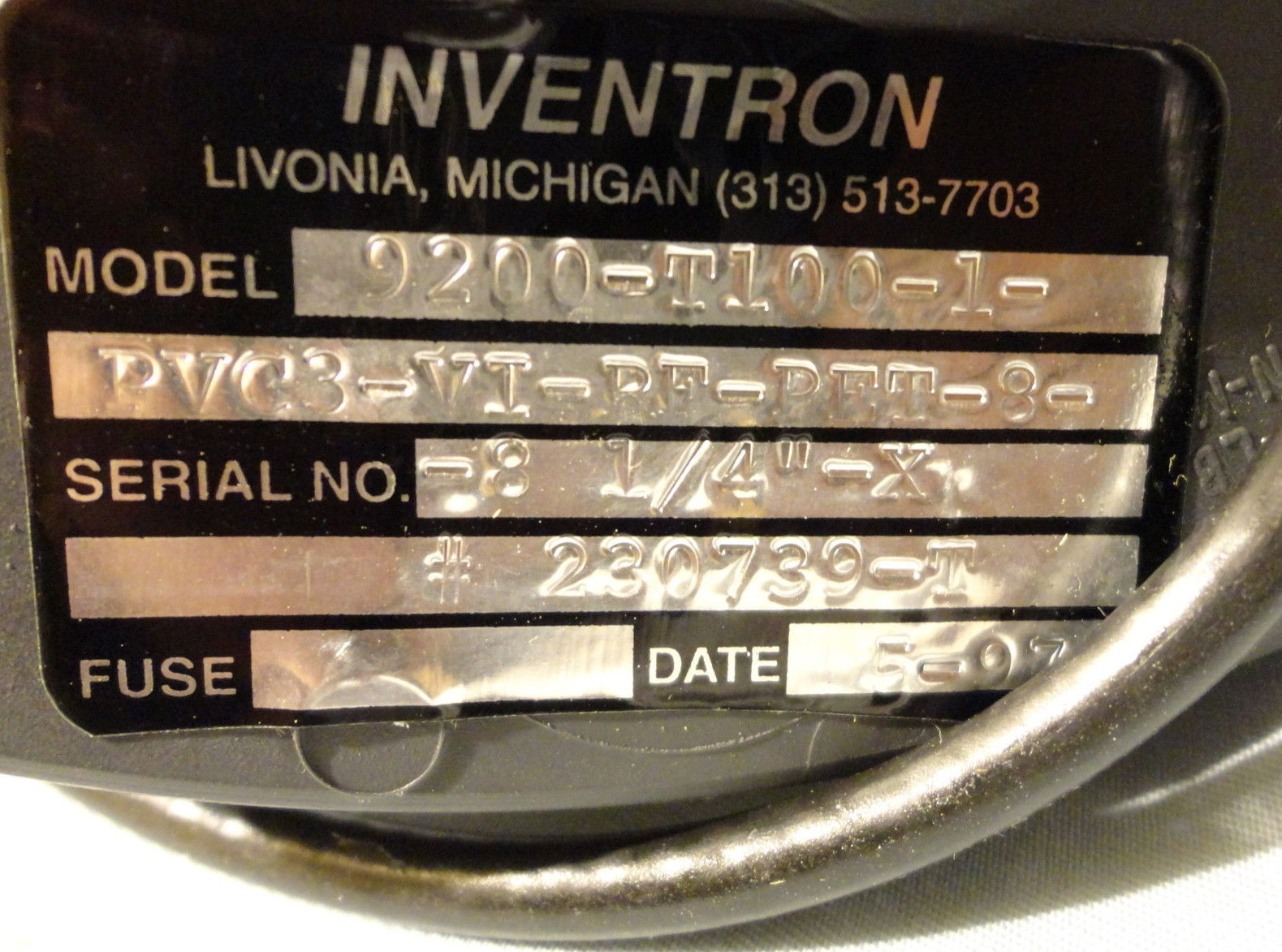 Inventron 9200-T100-1-PVC3-VI-PF-PET-8 Ultrasonic Measuring Transducer NEW