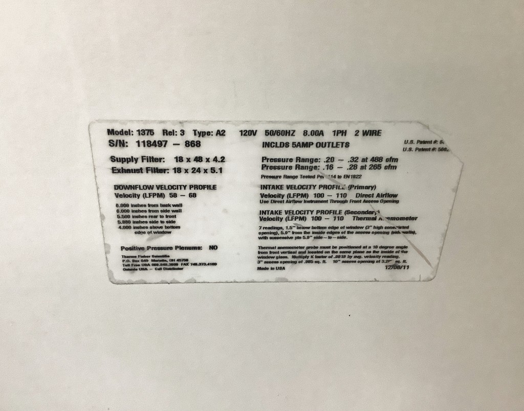 Thermo 1300 Class II A2 Biosafety Cabinet 4′ TESTED with Warranty SEE VIDEO