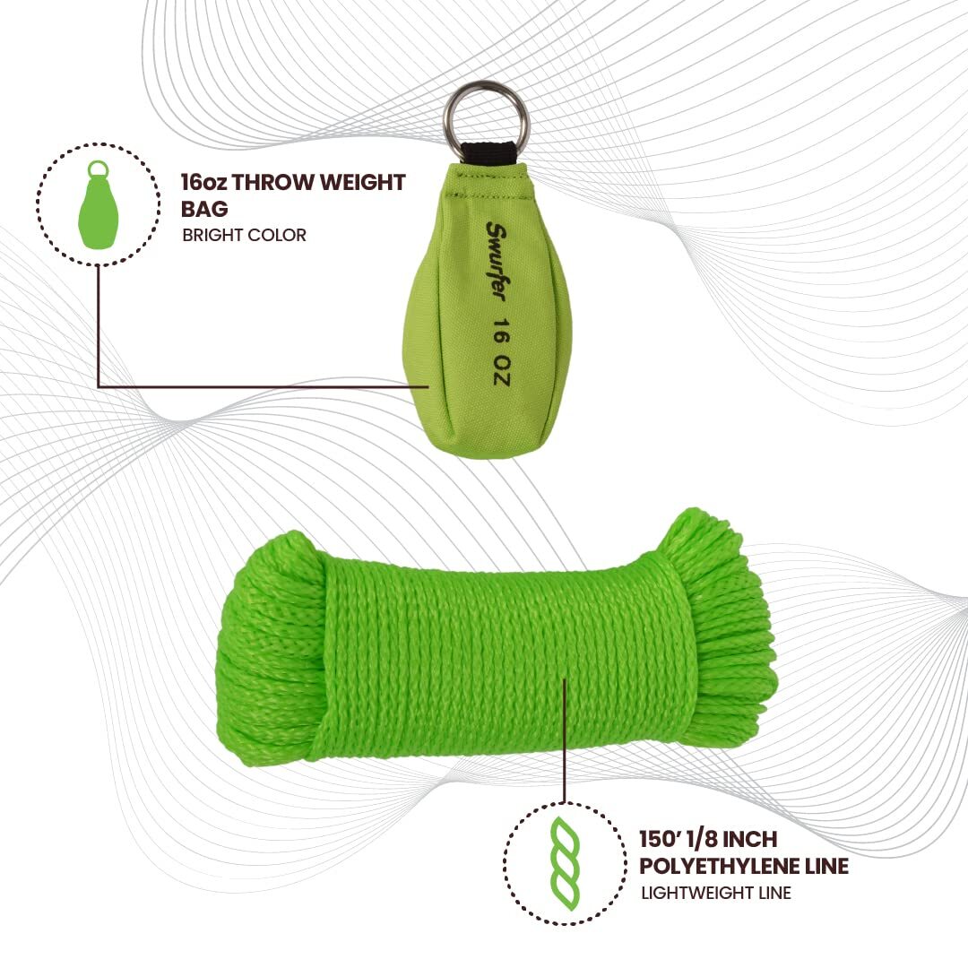 All New 16 Oz Throw Weight & 150 Line Kit Arborists Tree Climbing Heavy Duty