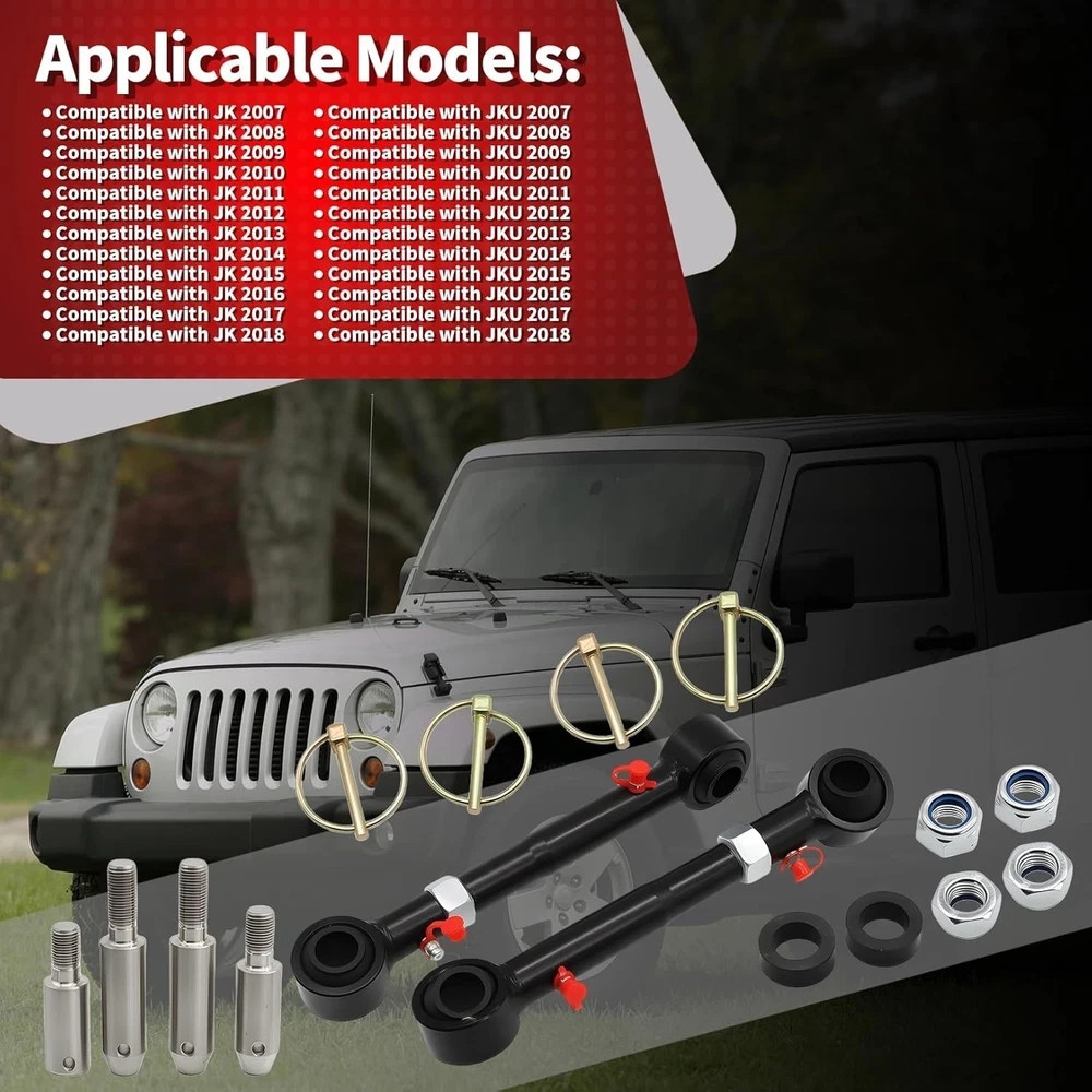 Adjustable Front Sway Bar Links Quick Disconnect 2.5-6″ Lift Nakkaa (72 chars)