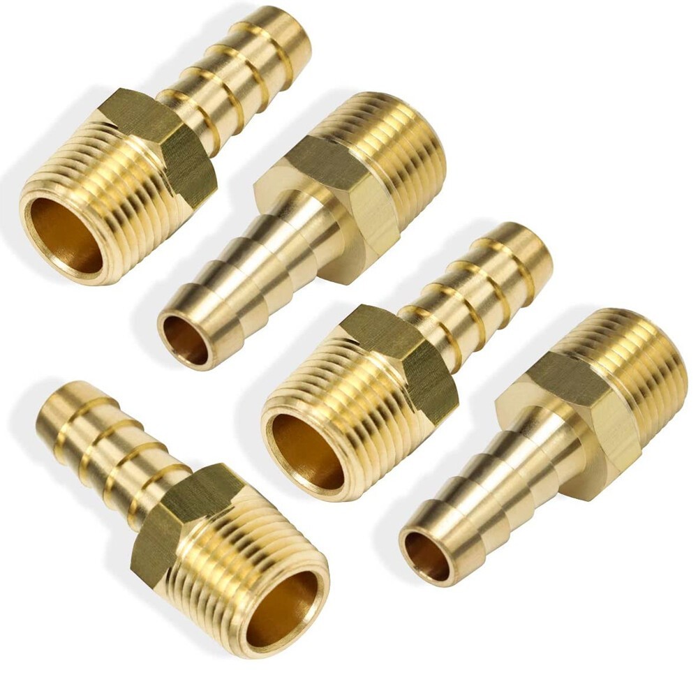 5X Brass 3/8In Hose Barb to 3/8In Male NPT Hose Fitting,Water Fuel Air Metals