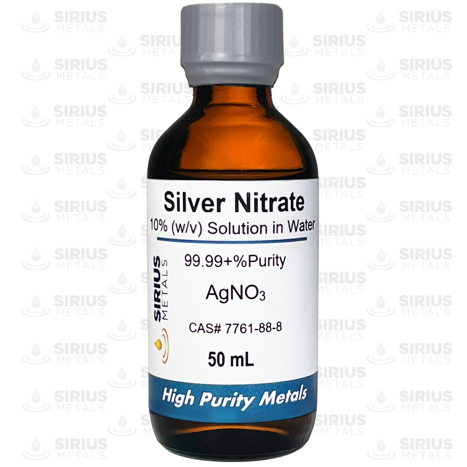 Silver Nitrate Solution (CAS# 7761-88-8) – 10.0% as 99.99+% Pure AgNO3 – 50 mL