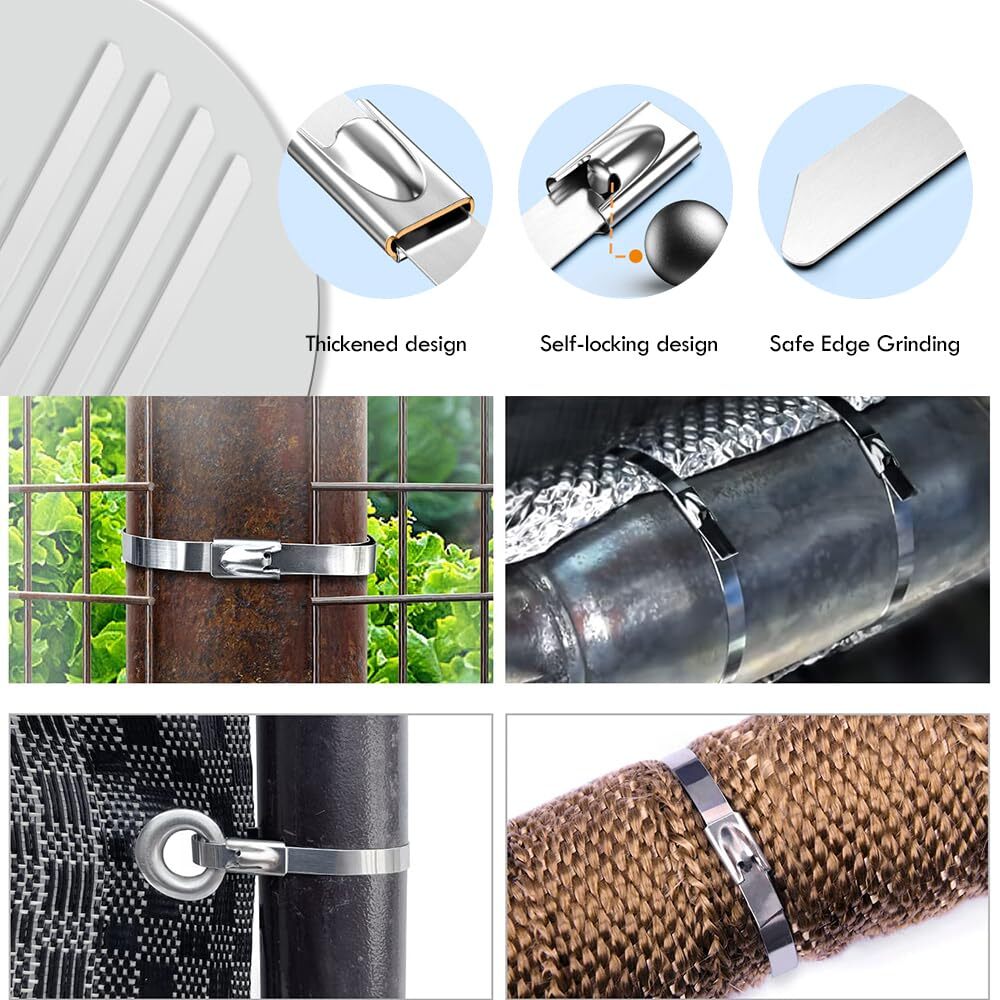 Chain Link Fence Ties 100pcs 11.8 Inch Heavy Duty Locking Metal Zip Ties For Exh