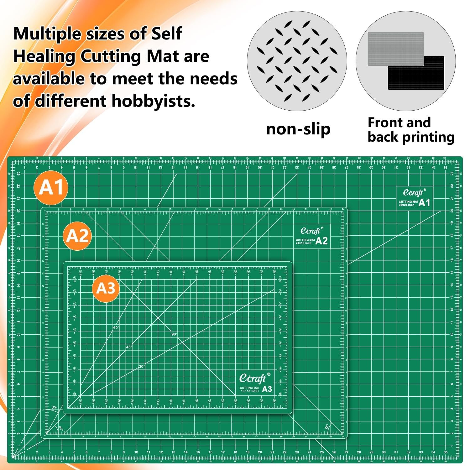 Ecraft 24″x36″ Self-Healing Sewing Mat: Large Double Sided 36″L x 24″W, Green