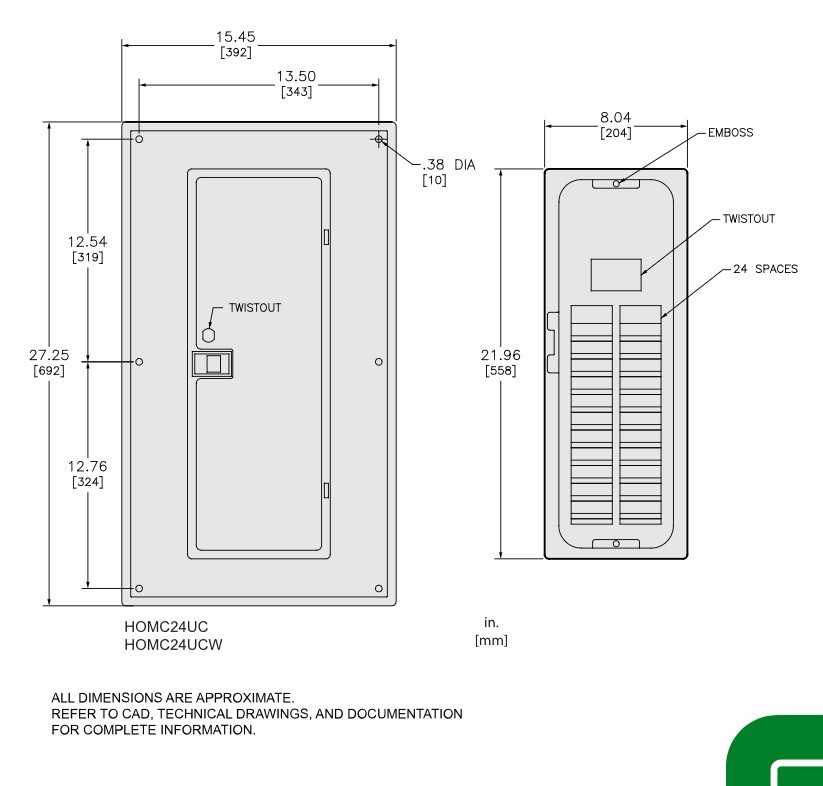 HOMC24UCW White Load Center covers – SQUARE D